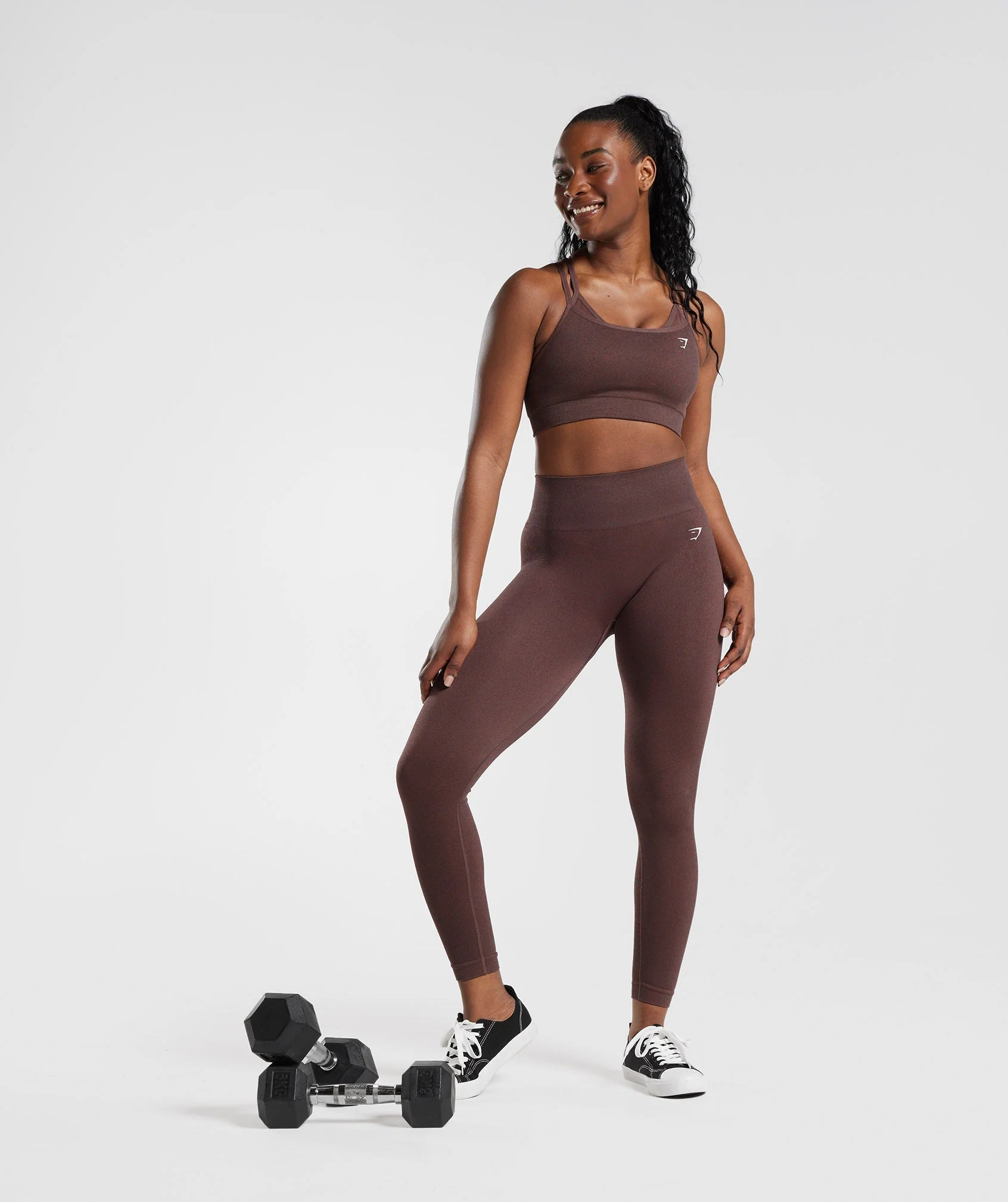 Gymshark Adapt Fleck Seamless Sports Bra - Chocolate Brown - Image 4