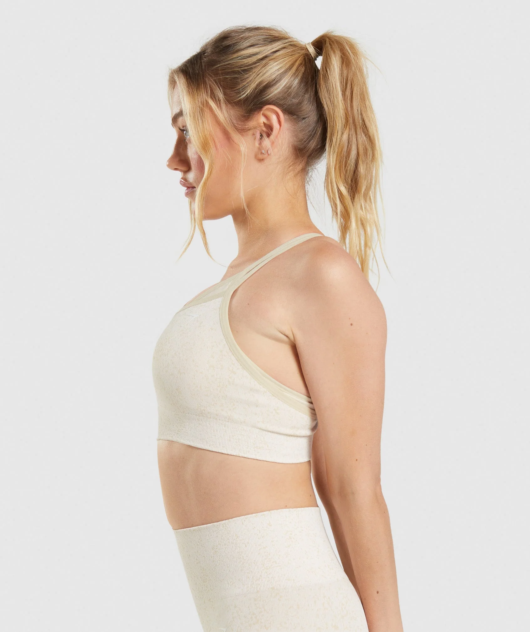 Gymshark Adapt Fleck Seamless Sports Bra - Mineral | Coconut White - Image 3