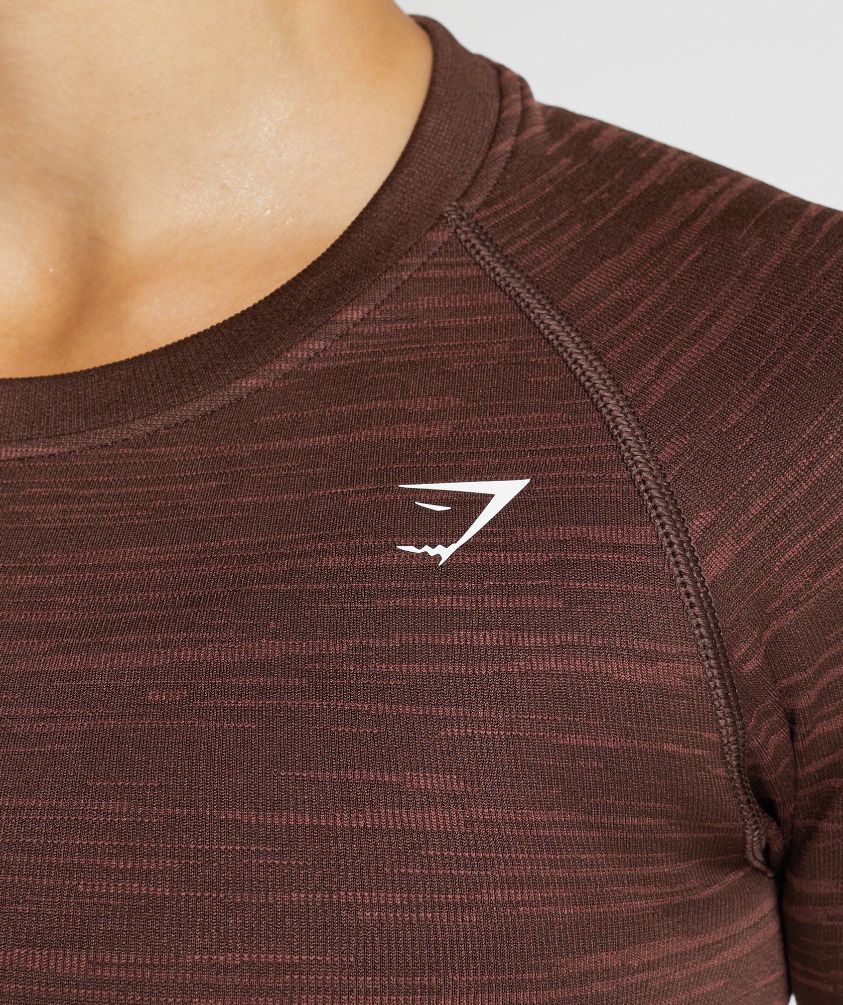Gymshark Adapt Marl Seamless Long Sleeve Crop Top - Archive Brown/Cherry Brown - Image 6