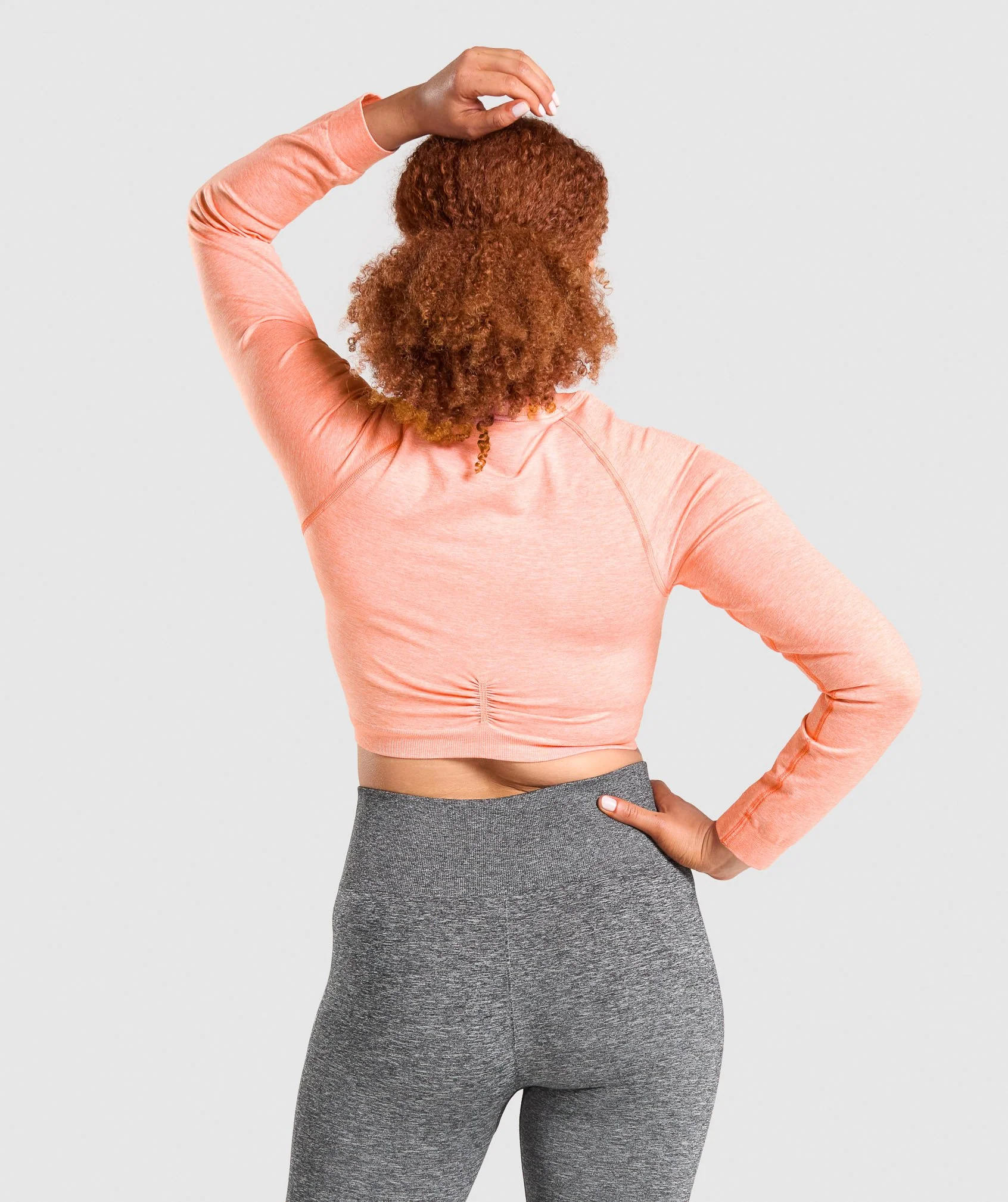 Gymshark Adapt Marl Seamless Long Sleeve Crop Top - Orange - Image 2