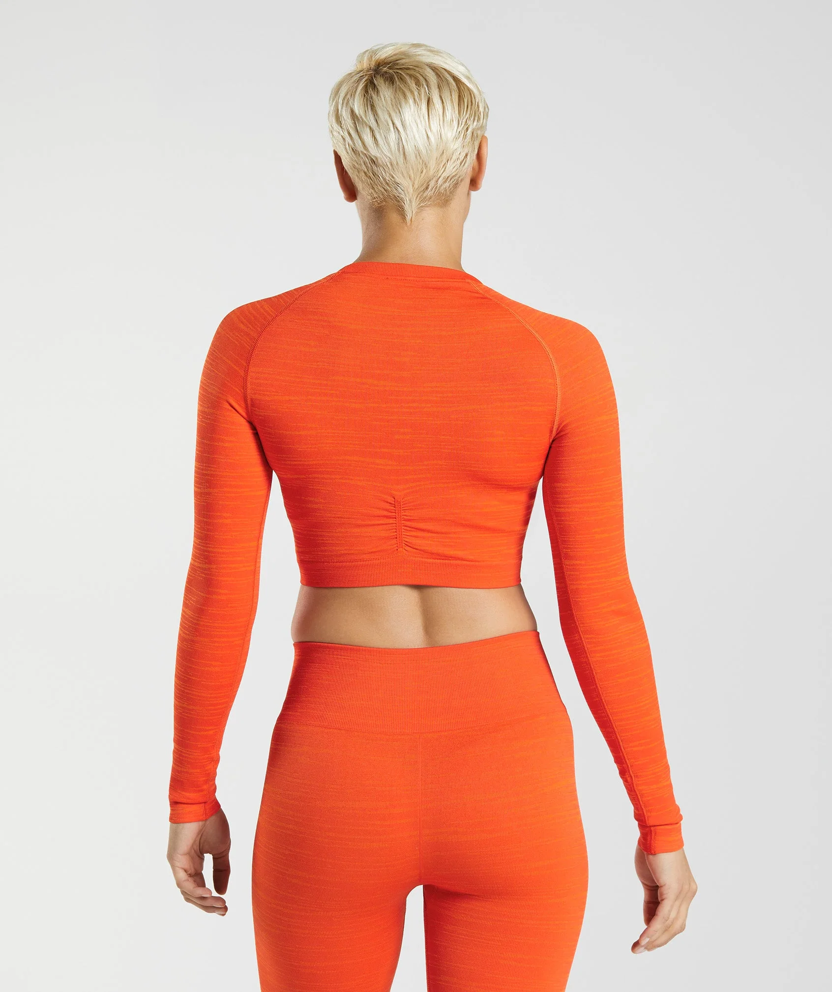 Gymshark Adapt Marl Seamless Long Sleeve Crop Top - Pepper Red/Zesty Orange - Image 2
