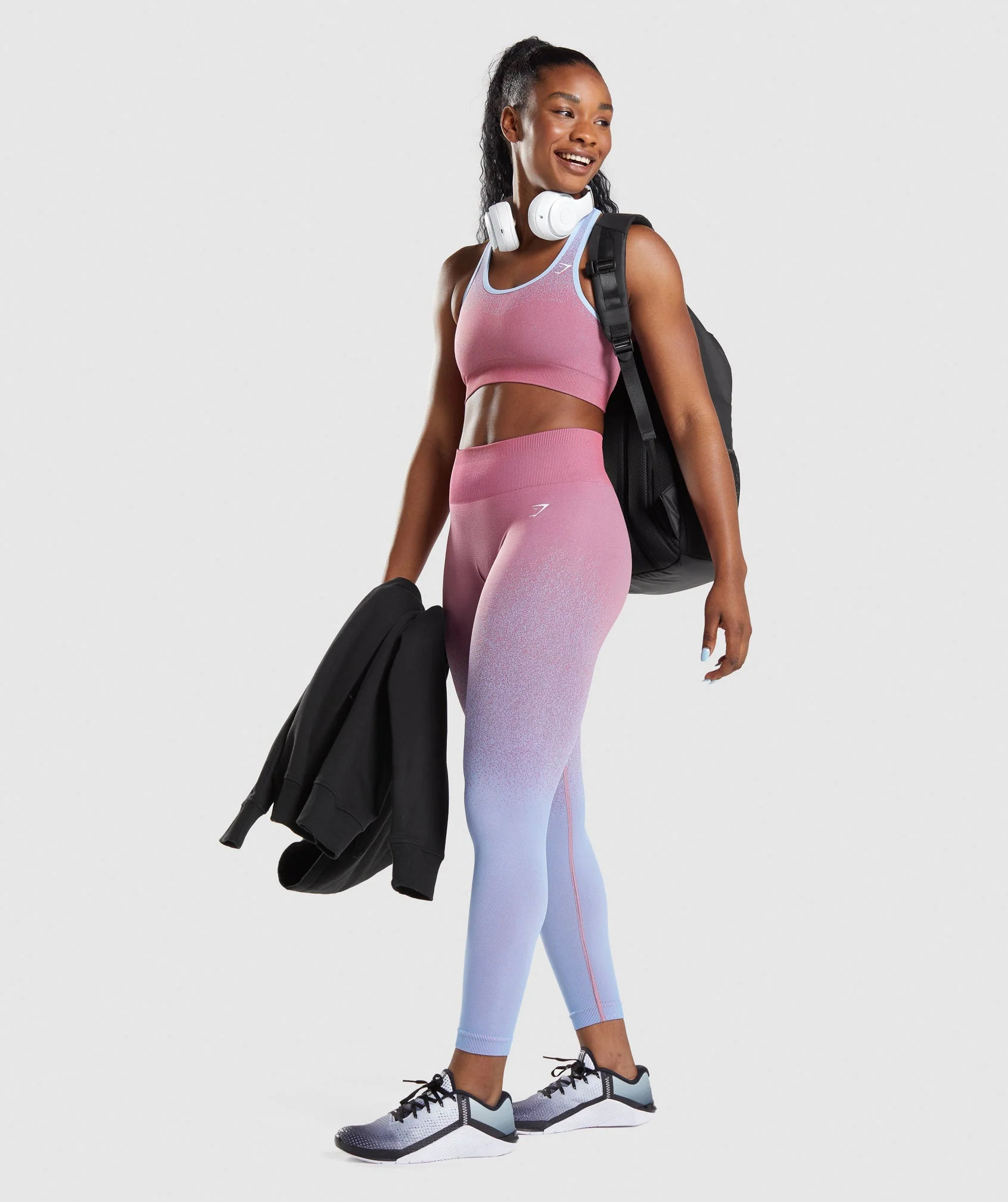 Gymshark Adapt Ombre Seamless Sports Bra - Rose Pink/Light Blue - Image 4