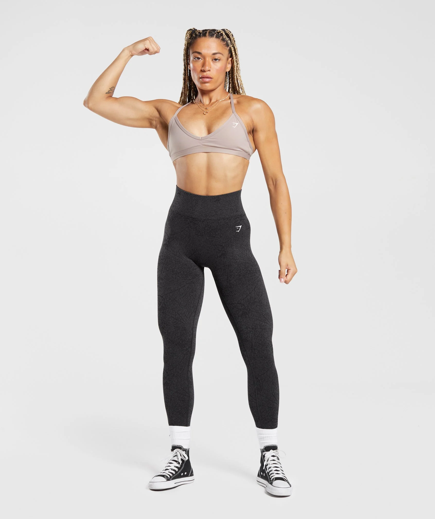 Gymshark Adapt Pattern Seamless Leggings - Black/Graphite Grey - Image 4
