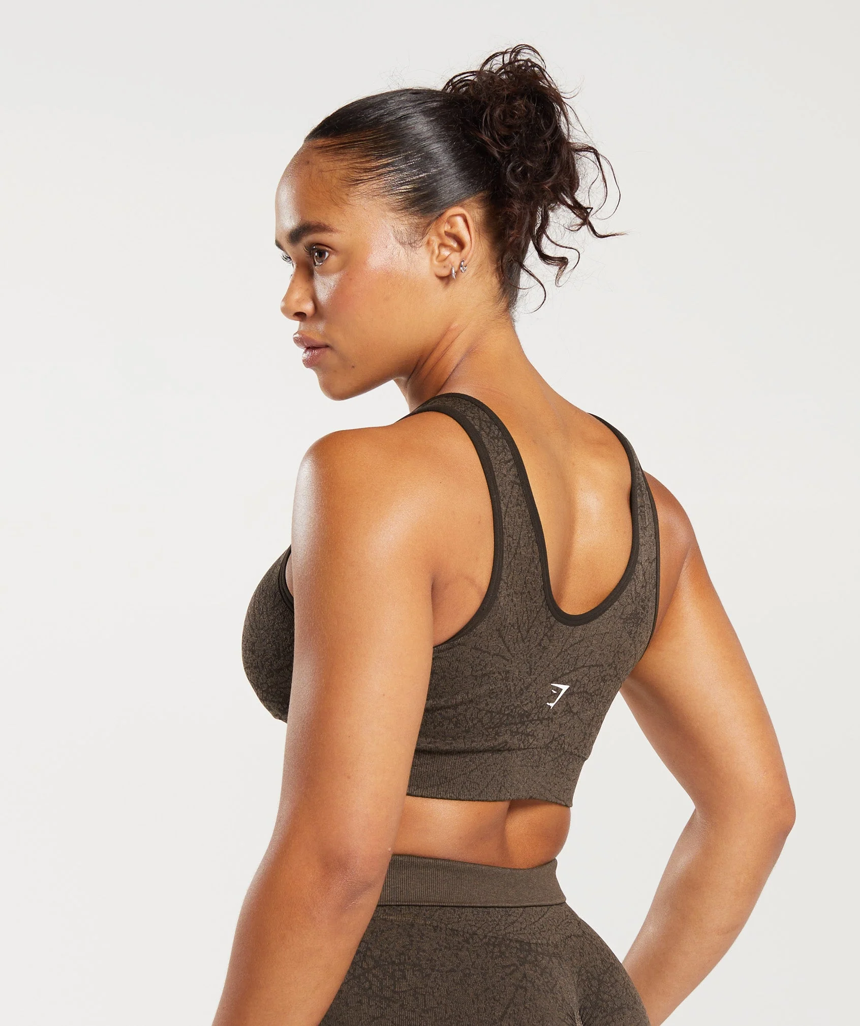 Gymshark Adapt Pattern Seamless Longline Bra - Woodland Brown/Soul Brown - Image 3
