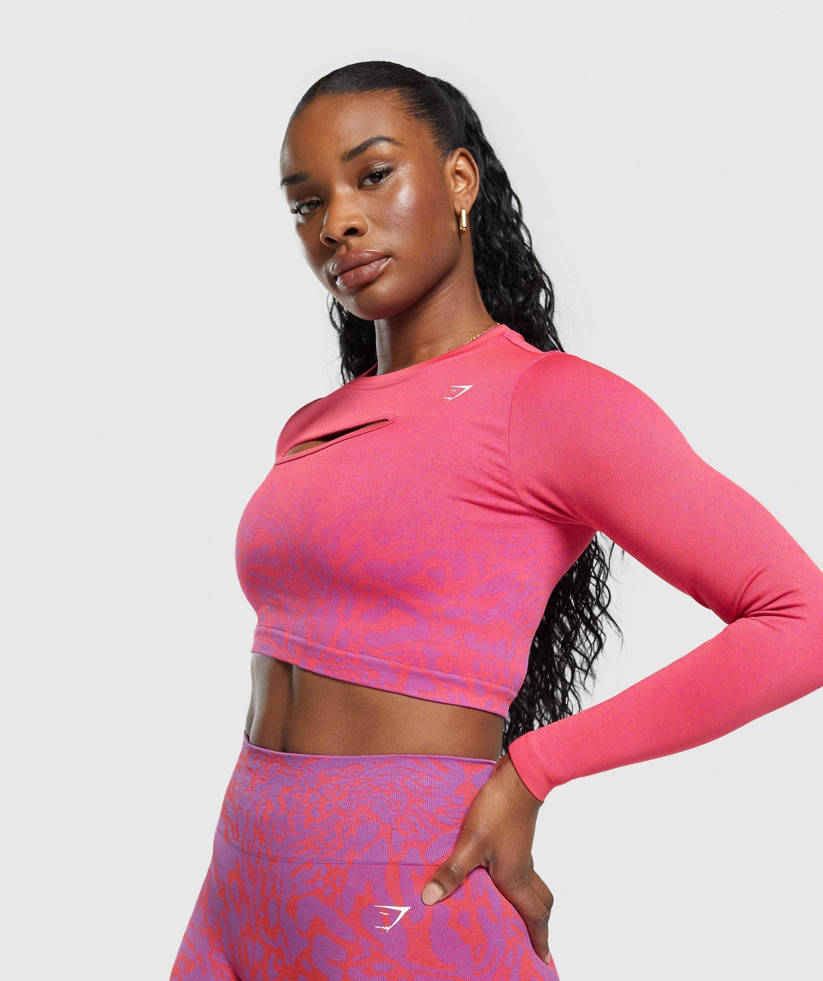 Gymshark Adapt Safari Seamless Faded Long Sleeve Top - Shelly Pink/Fly Coral - Image 7