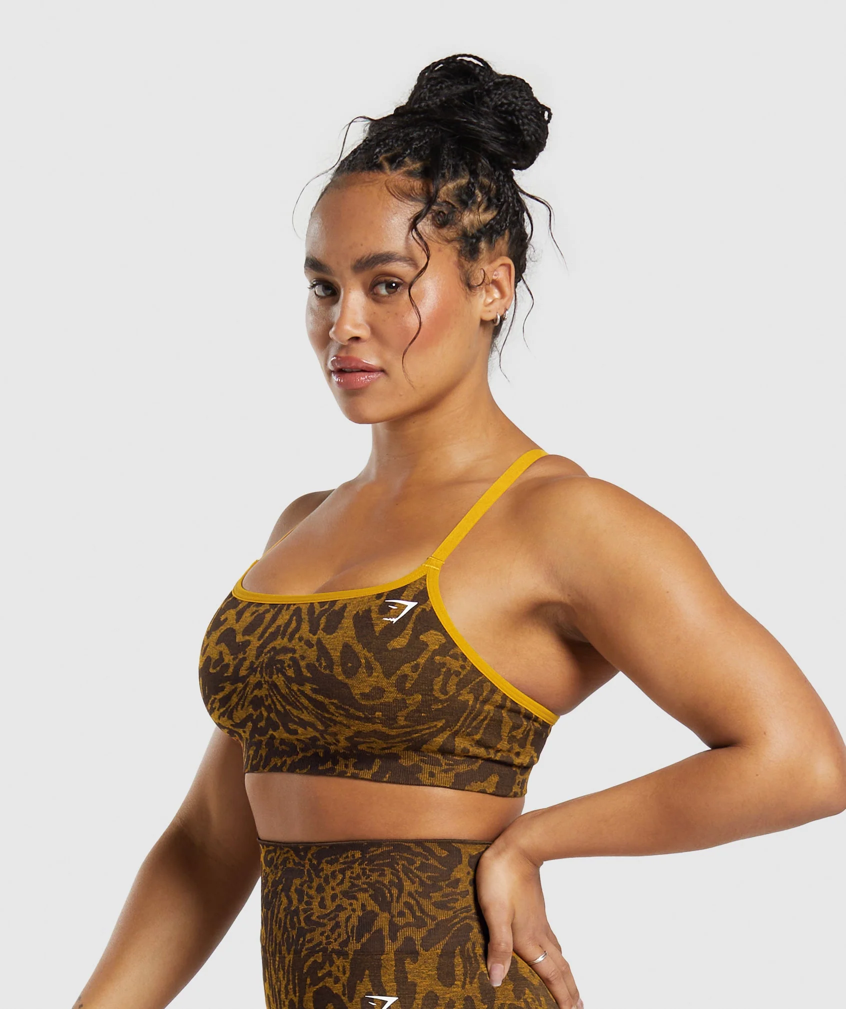 Gymshark Adapt Safari Seamless Sports Bra - Archive Brown/Burnt Yellow - Image 3