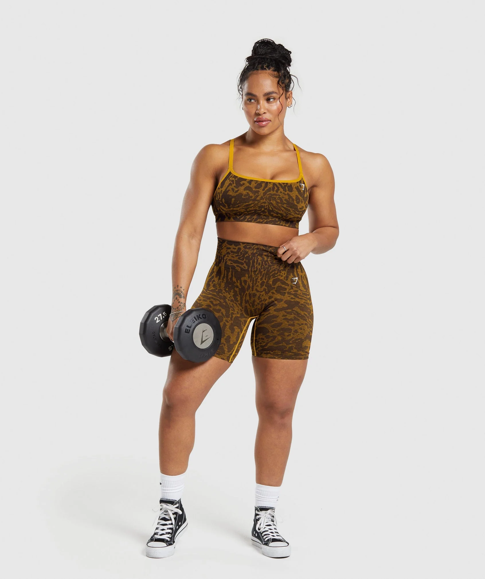 Gymshark Adapt Safari Seamless Sports Bra - Archive Brown/Burnt Yellow - Image 4