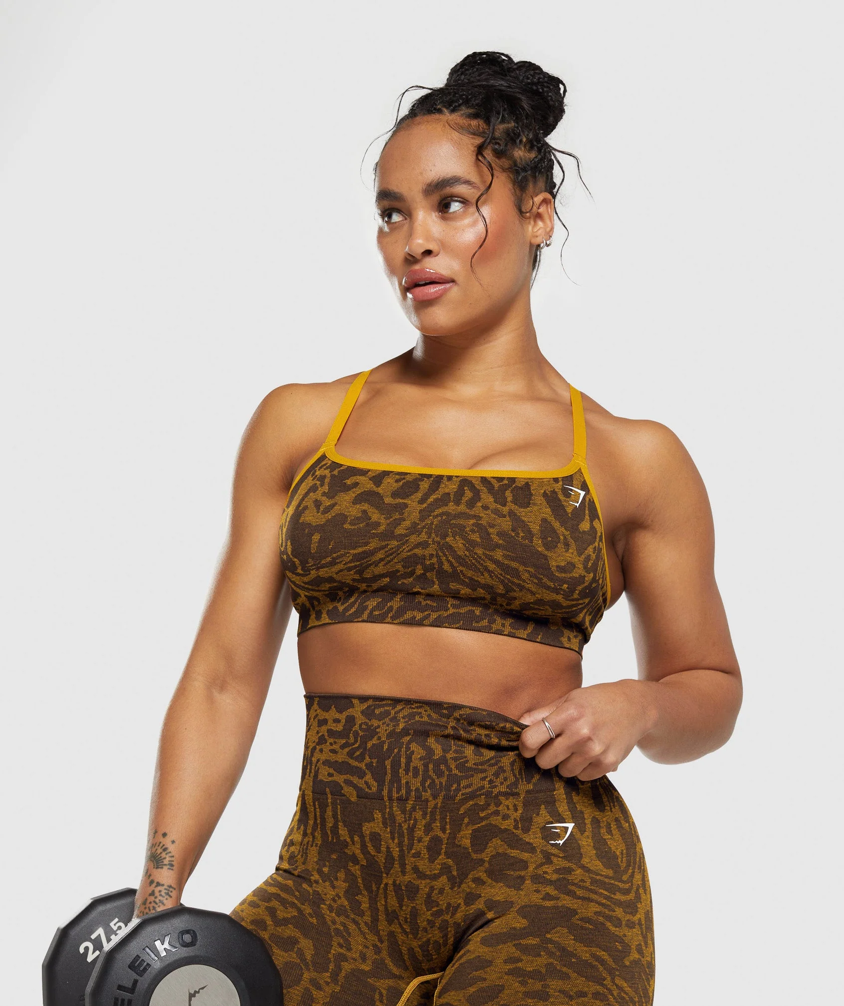 Gymshark Adapt Safari Seamless Sports Bra - Archive Brown/Burnt Yellow - Image 6