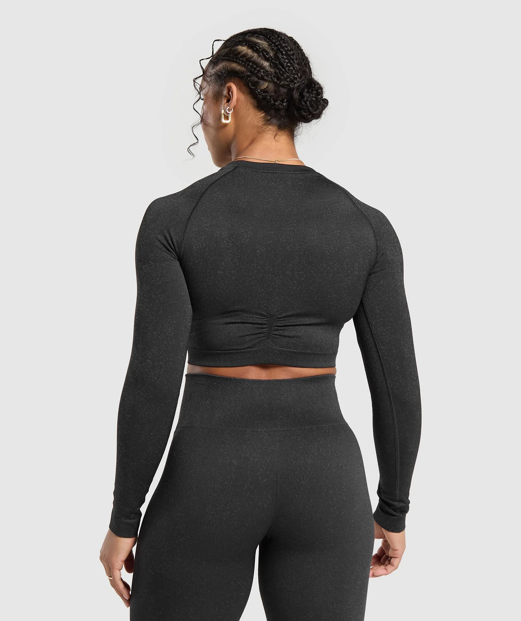 Gymshark Adapt Fleck Seamless Long Sleeve Crop Top - Mineral | Black - Image 2