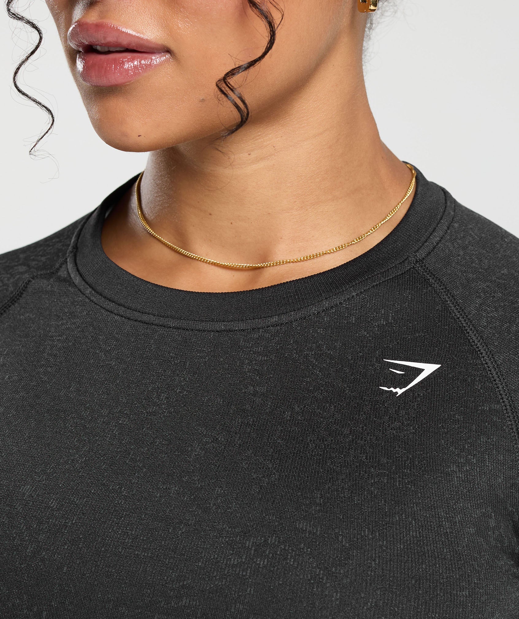 Gymshark Adapt Fleck Seamless Long Sleeve Crop Top - Mineral | Black - Image 7