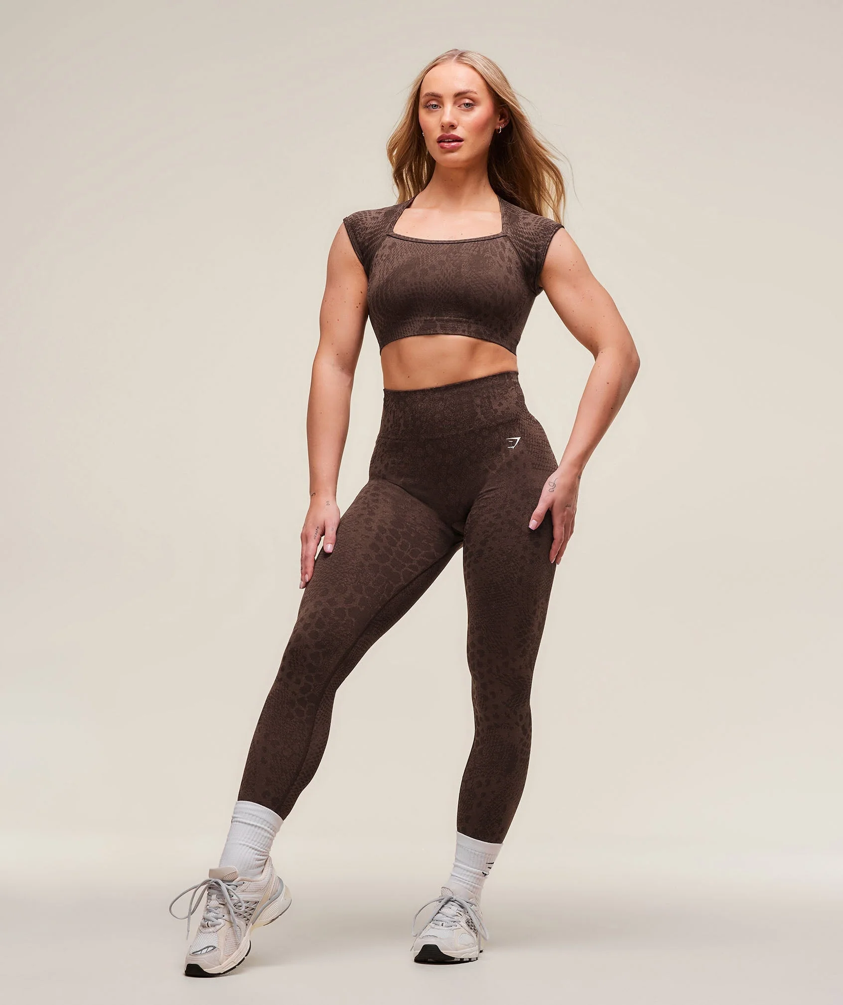 Gymshark Adapt Animal X Whitney Seamless Crop Top - Brown - Image 4