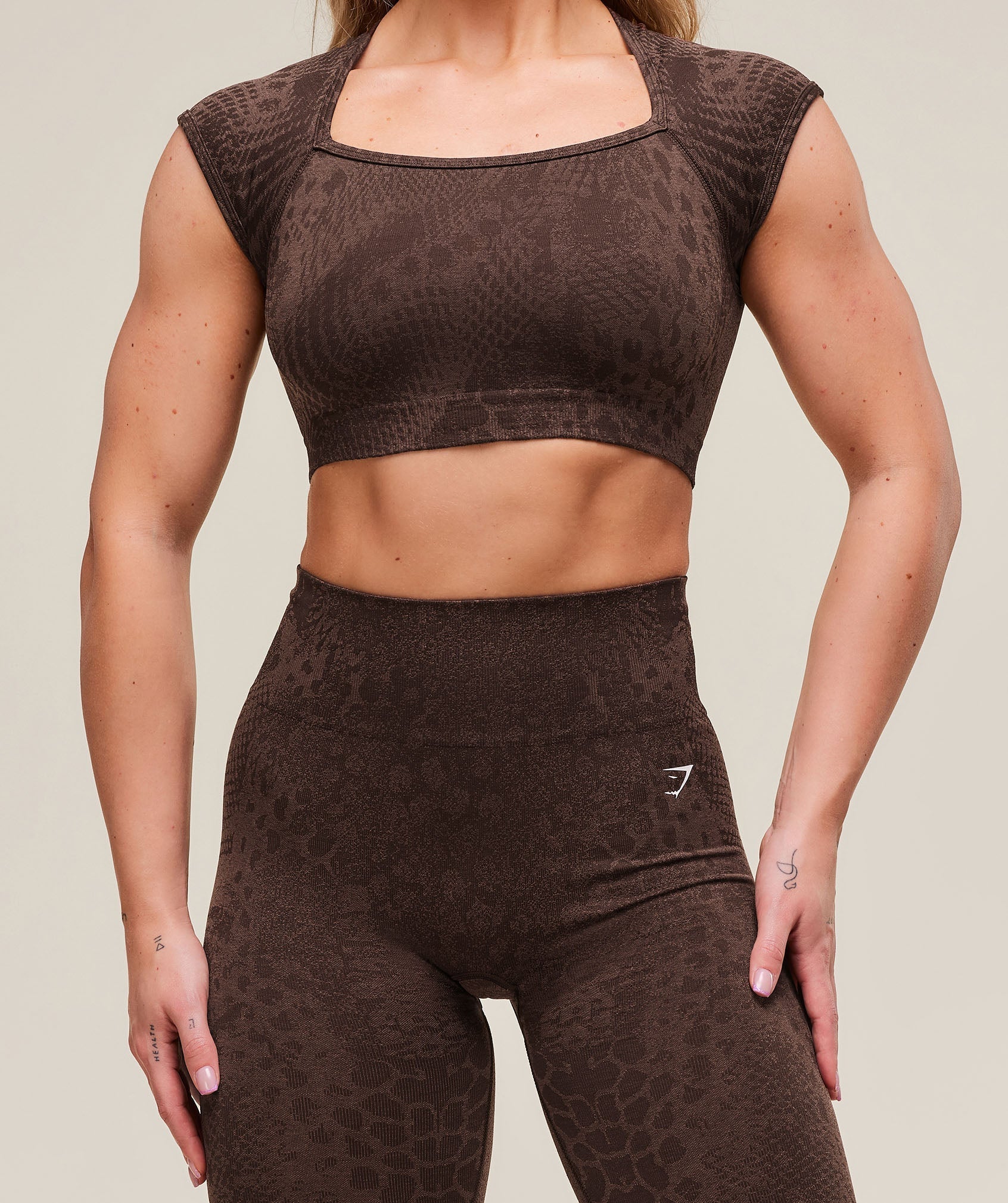 Gymshark Adapt Animal X Whitney Seamless Crop Top - Brown - Image 5