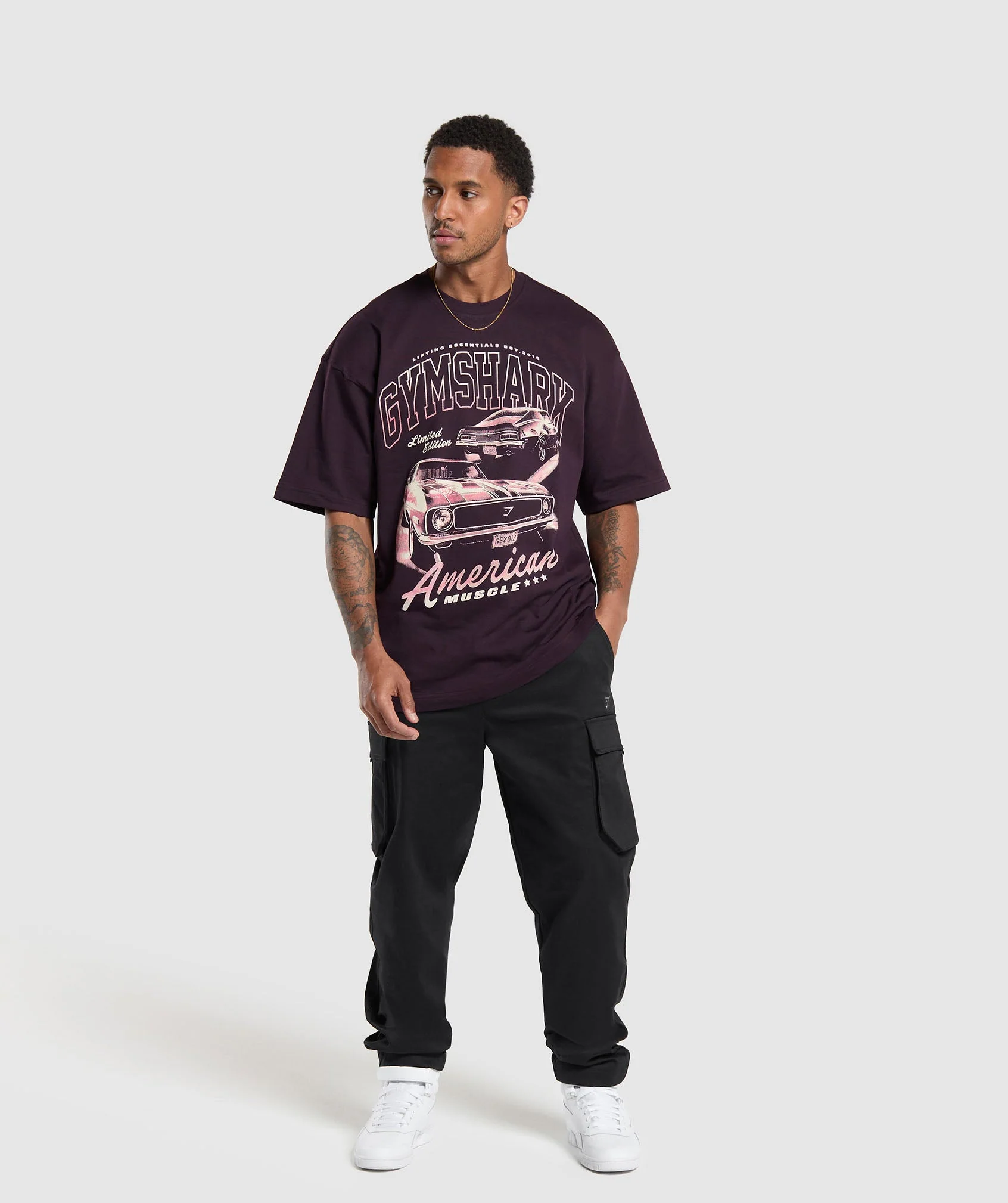 Gymshark American Muscle Extreme Oversized T-Shirt - Plum Brown - Image 4