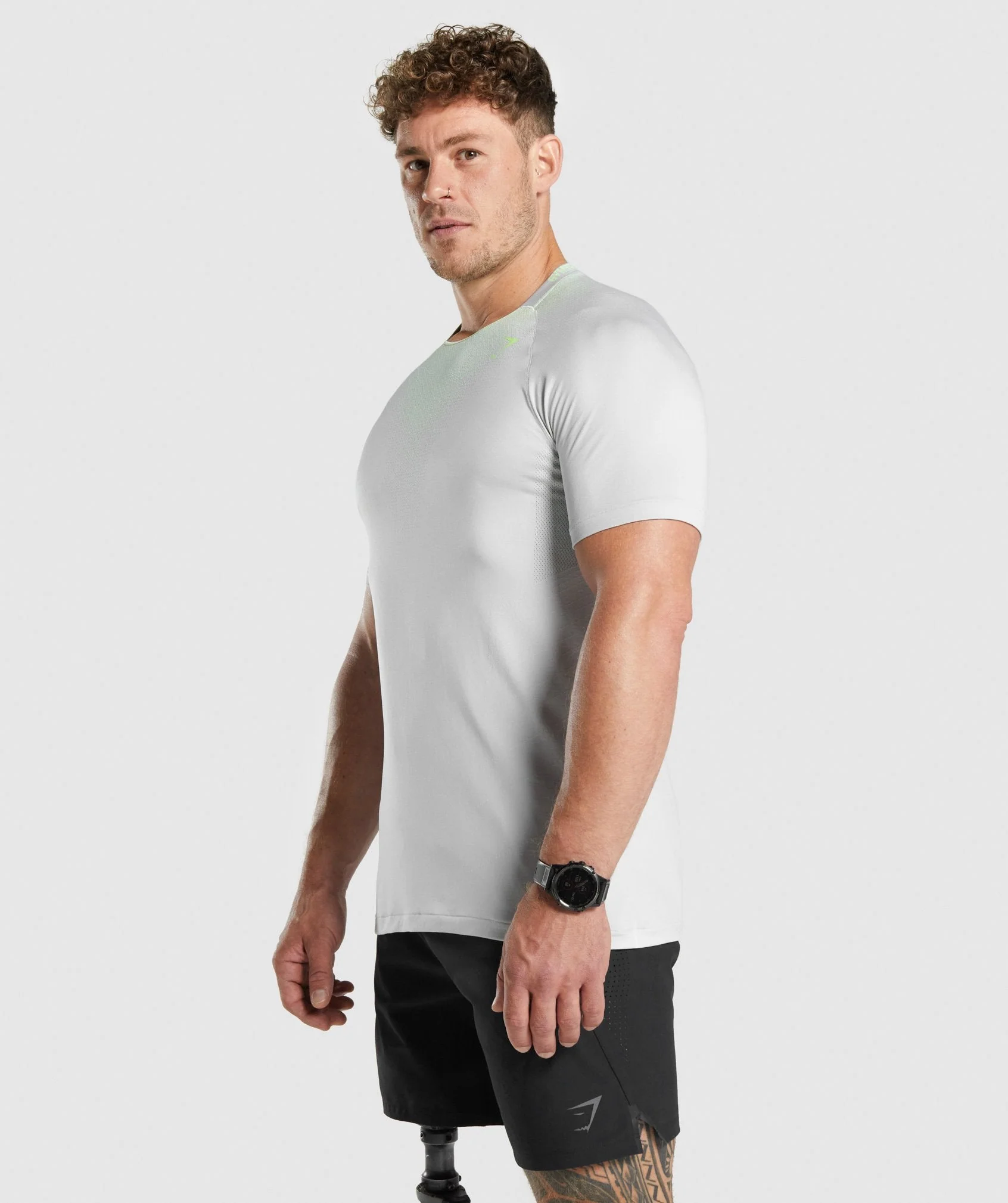 Gymshark Apex Contrast Seamless T-shirt - Light Grey - Image 3