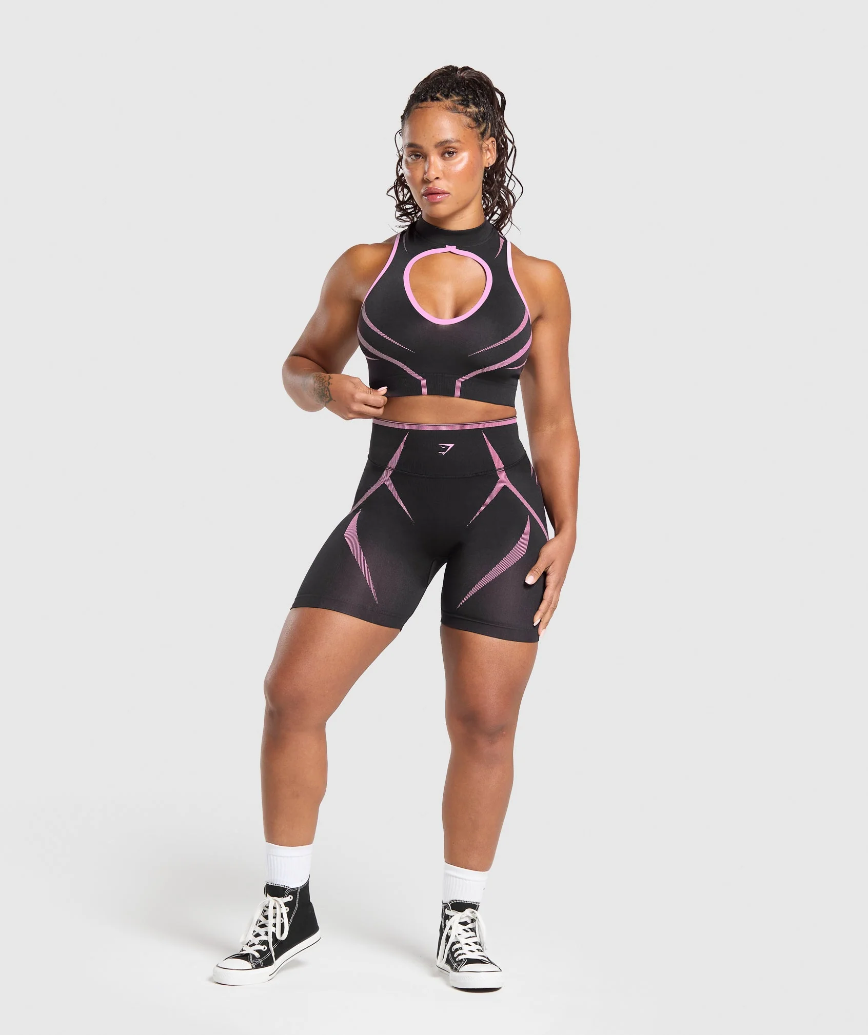Gymshark Apex Lift Seamless Crop Top - Darkest Purple/Sour Pink - Image 4