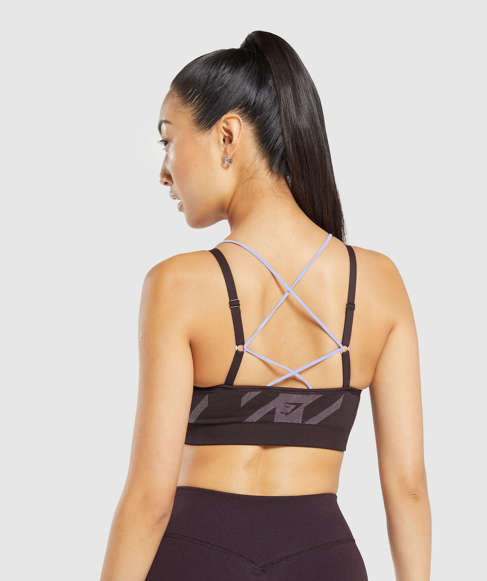 Gymshark Apex Limit Seamless Ruched Sports Bra - Plum Brown/Powder Lilac - Image 2