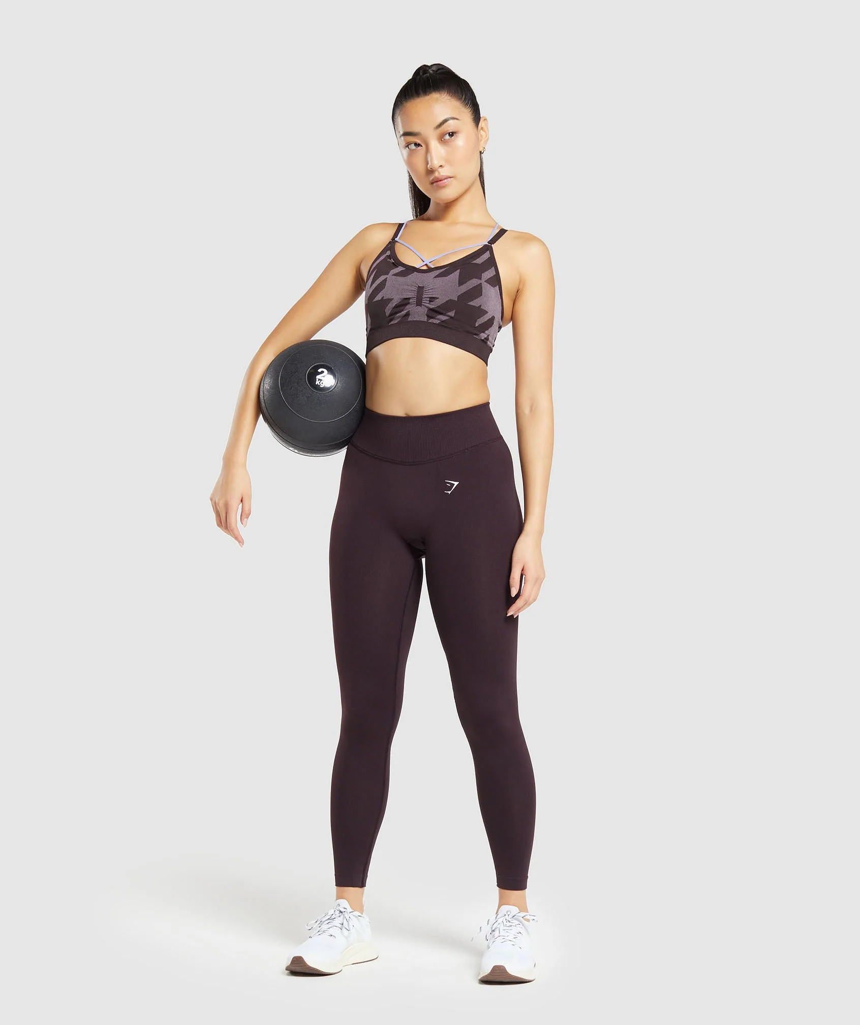 Gymshark Apex Limit Seamless Ruched Sports Bra - Plum Brown/Powder Lilac - Image 4