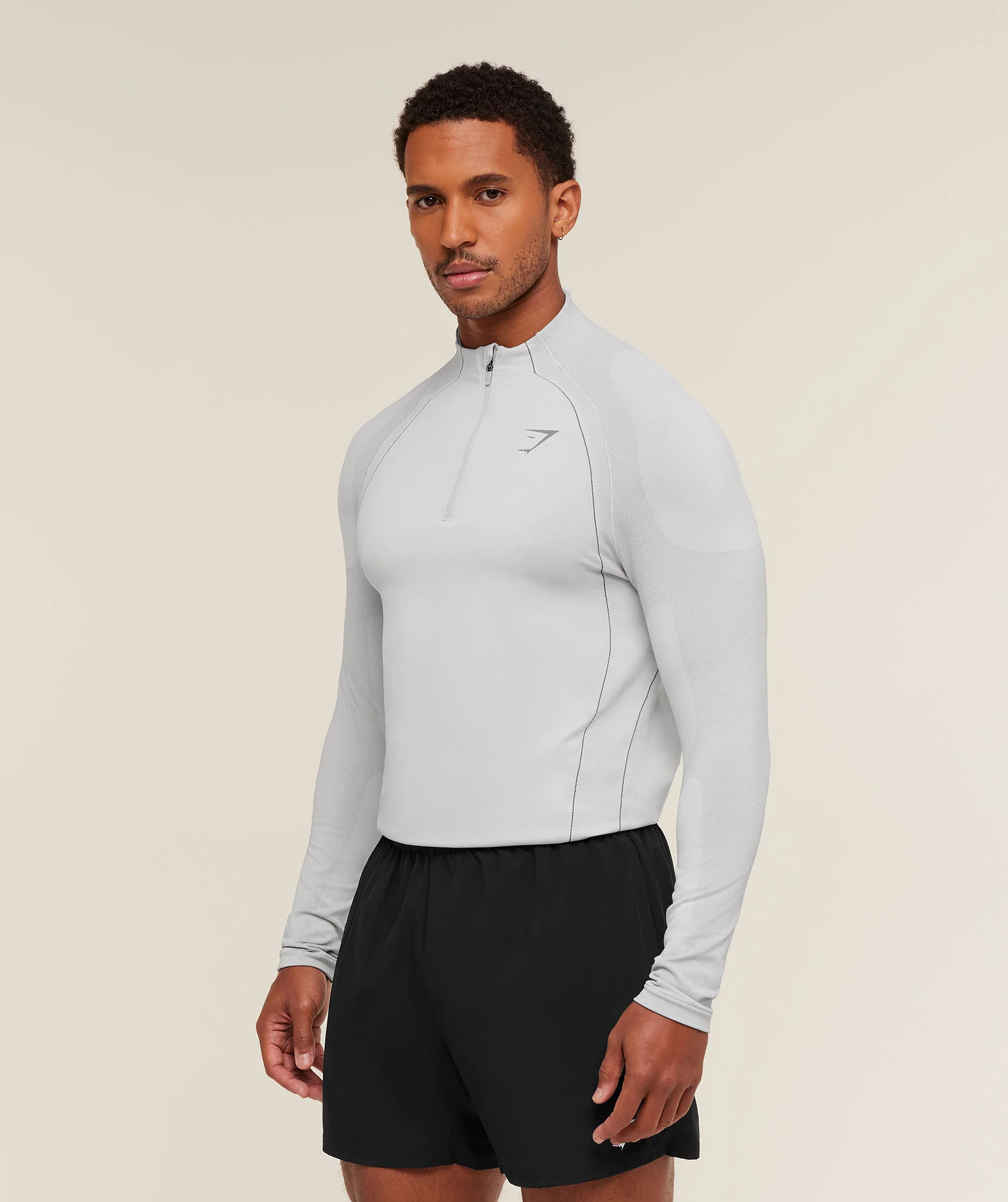 Gymshark Apex Seamless 1/4 Zip - Light Grey/Medium Grey - Image 3