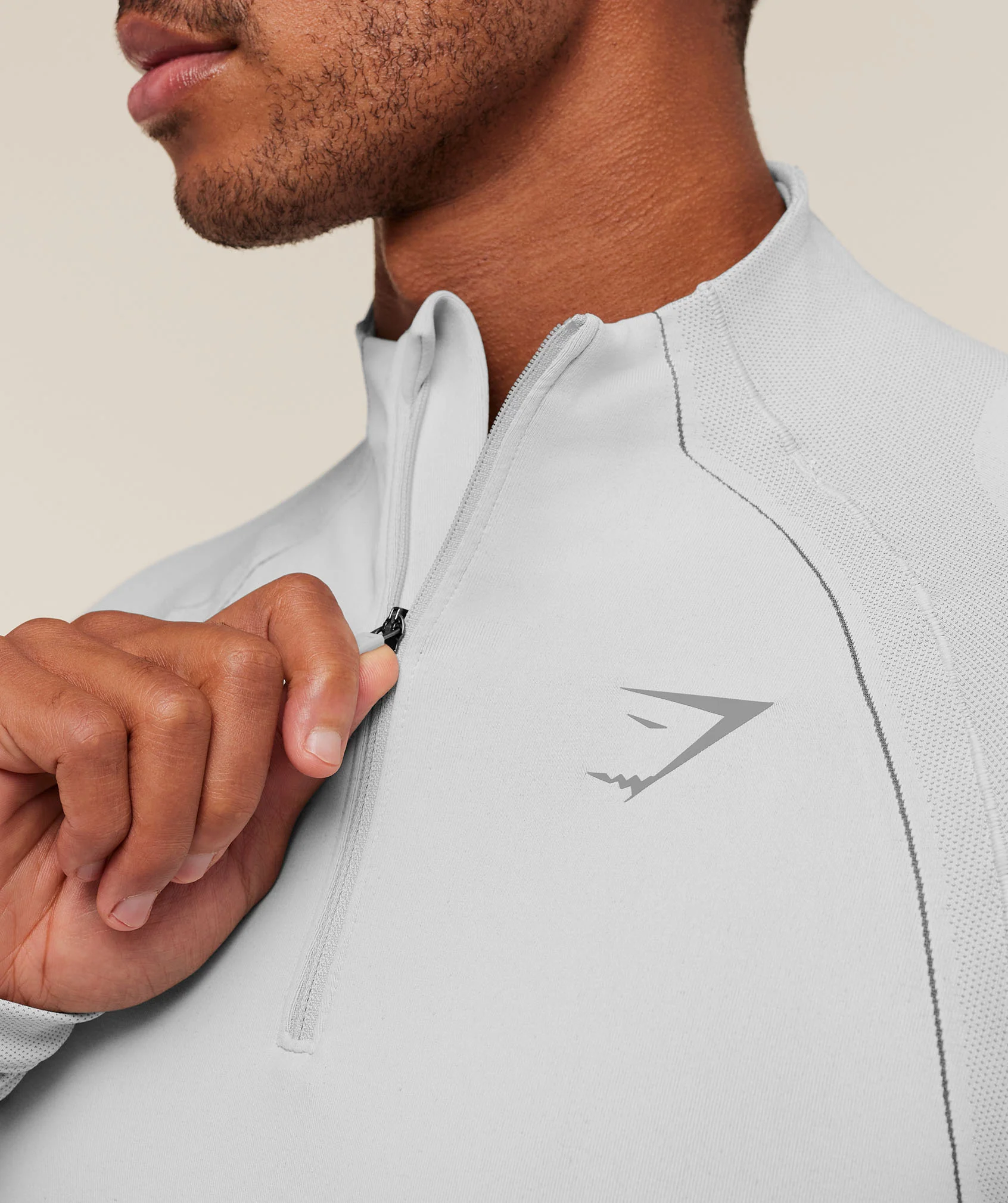 Gymshark Apex Seamless 1/4 Zip - Light Grey/Medium Grey - Image 6
