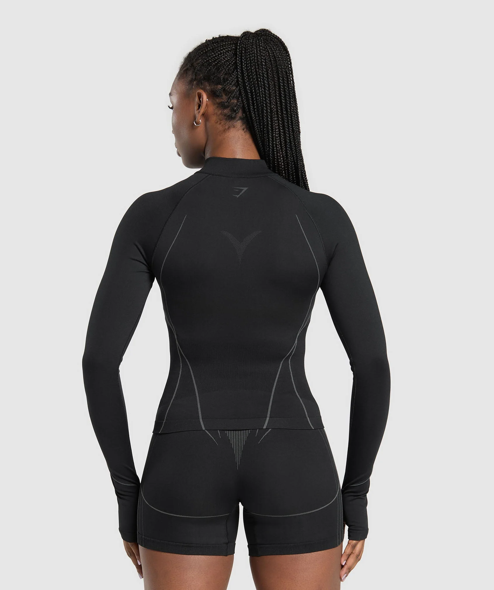 Gymshark Apex Seamless 1/4 Zip Pullover - Black/Graphite Grey - Image 2
