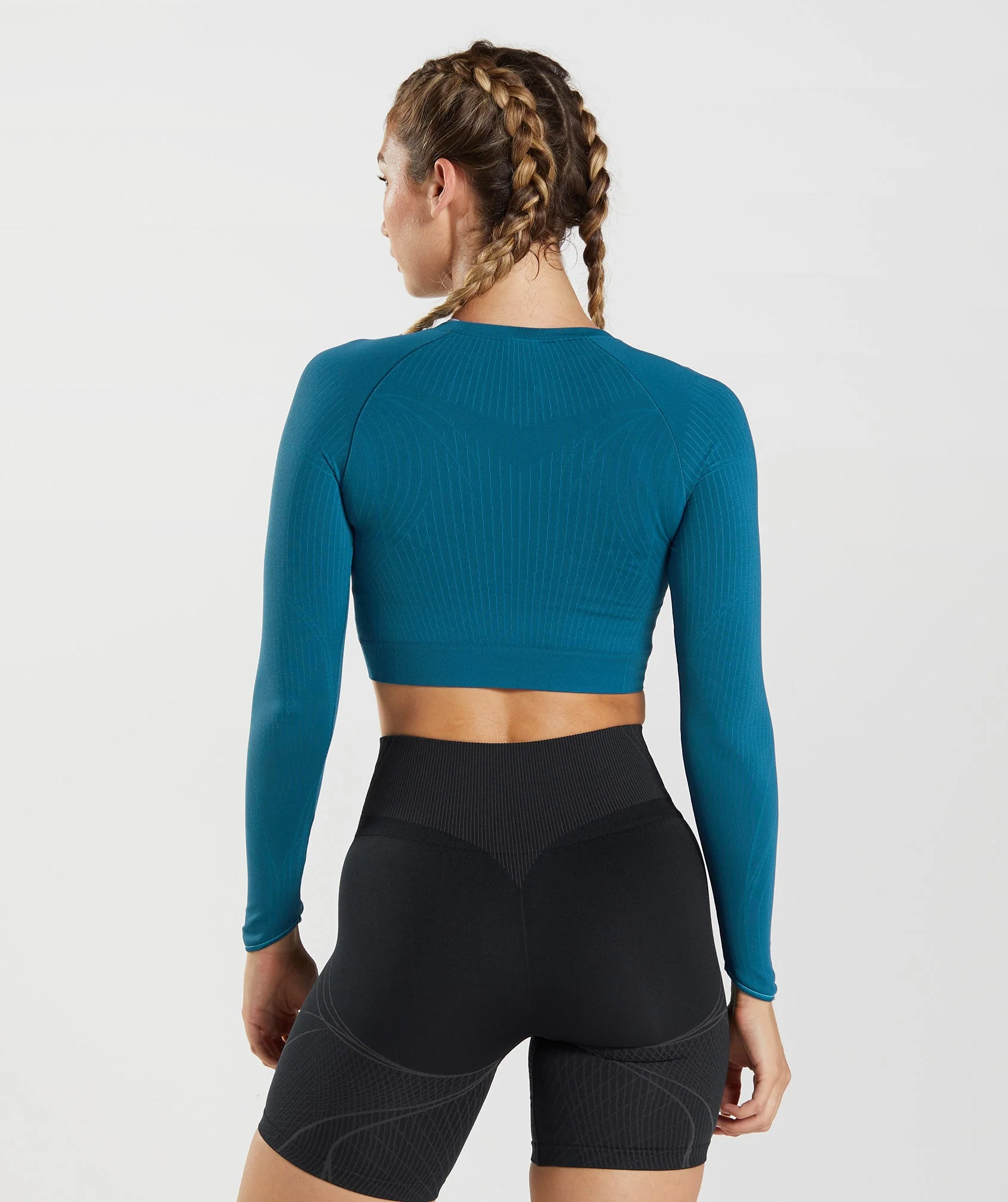 Gymshark Apex Seamless Crop Top - Atlantic Blue/Shark Blue - Image 2