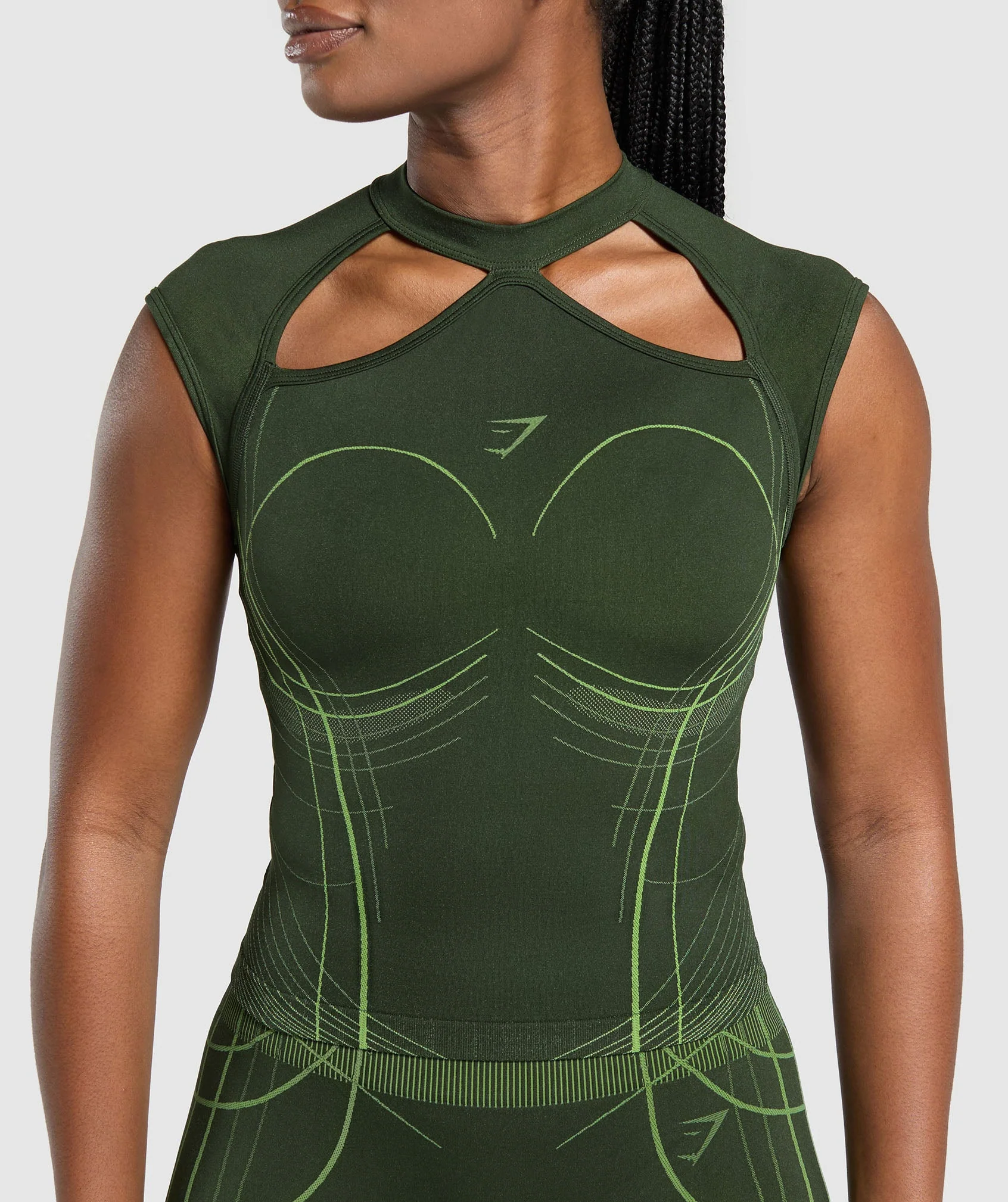 Gymshark Apex Seamless Midi T-Shirt - Trail Green/Energy Gelato Green - Image 5