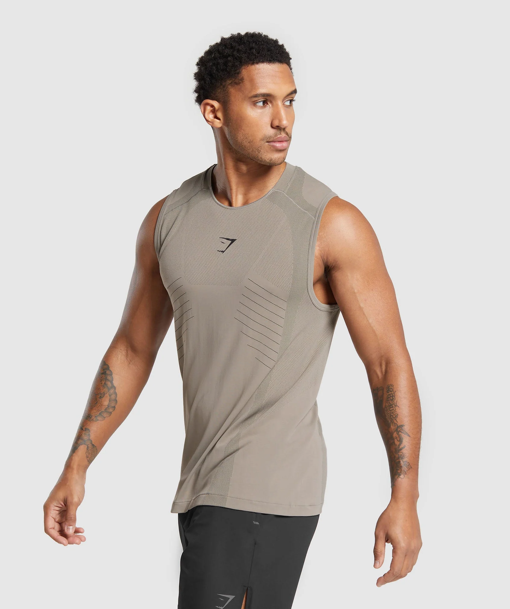 Gymshark Apex Seamless Tank - Linen Brown/Black - Image 3