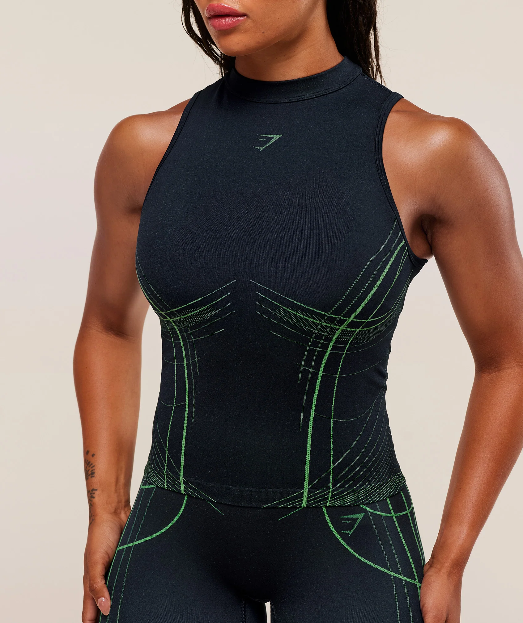 Gymshark Apex Seamless Tank - Heavy Blue/Active Green - Image 5