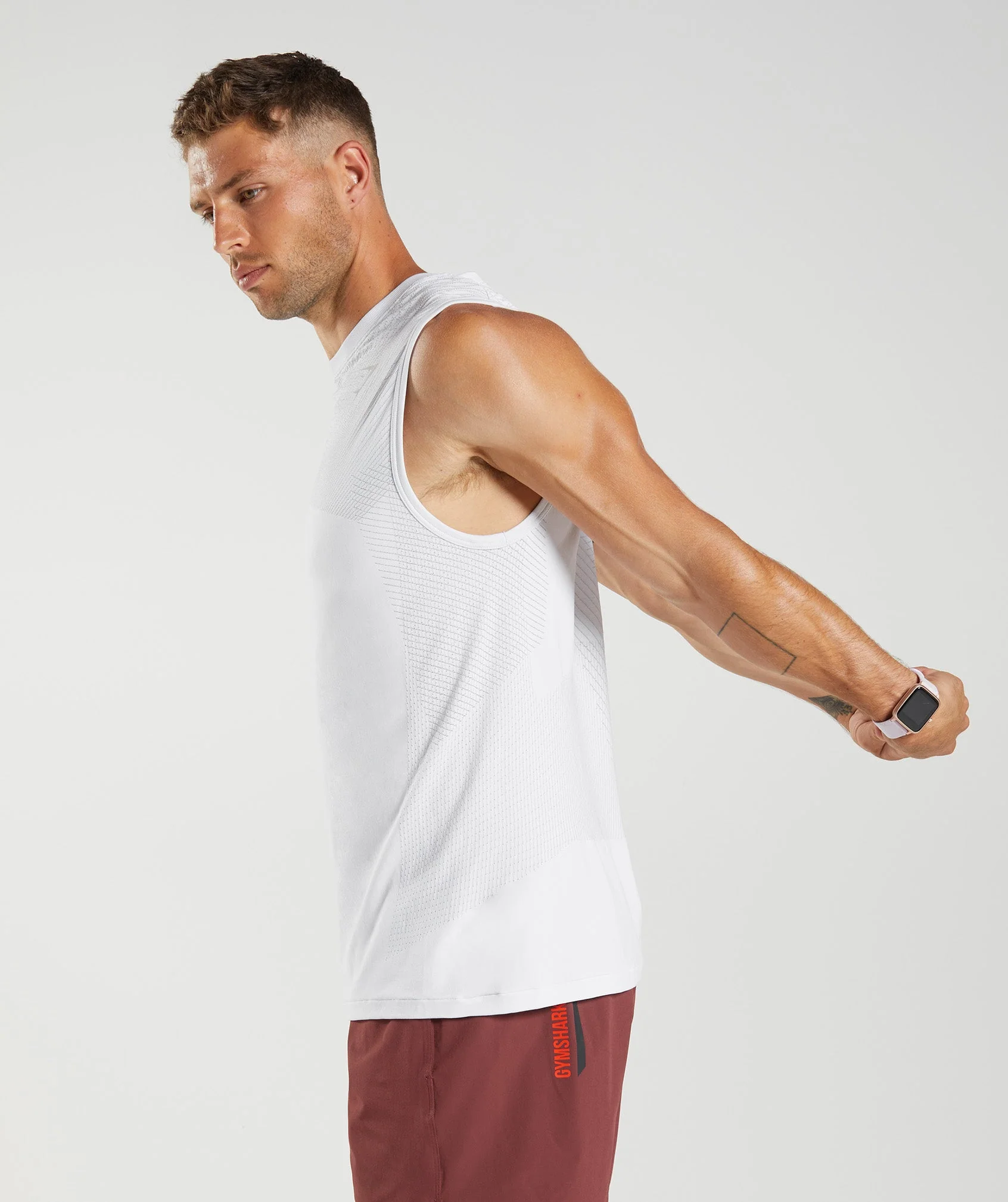 Gymshark Apex Seamless Tank - White/Light Grey - Image 3