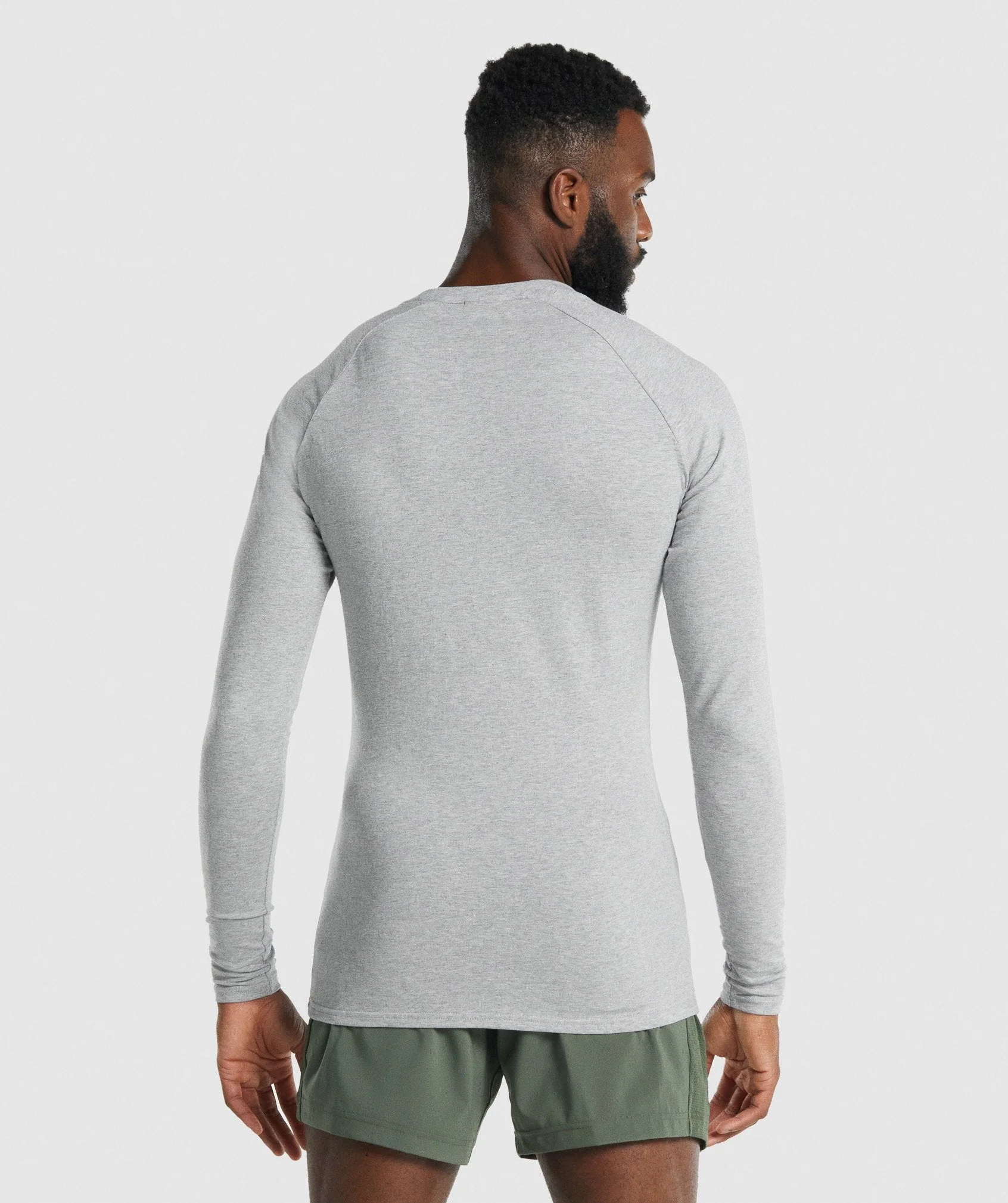 Gymshark Apollo Long Sleeve T-Shirt - Light Grey Marl - Image 2