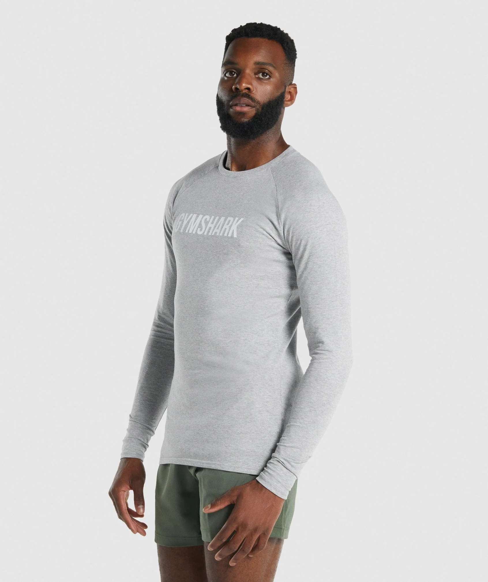Gymshark Apollo Long Sleeve T-Shirt - Light Grey Marl - Image 3