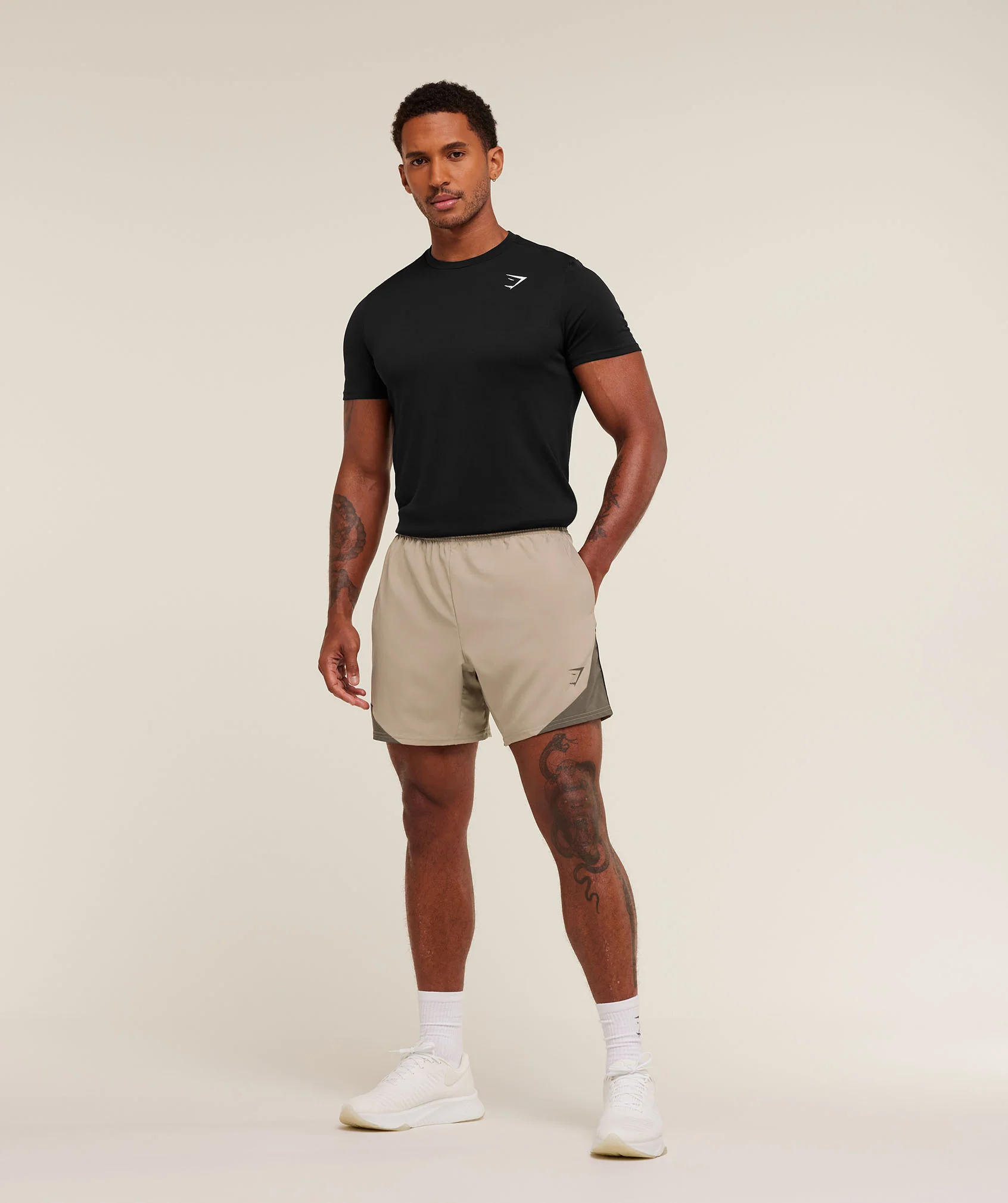 Gymshark Arrival Block 6" Shorts - Cement Brown - Image 4
