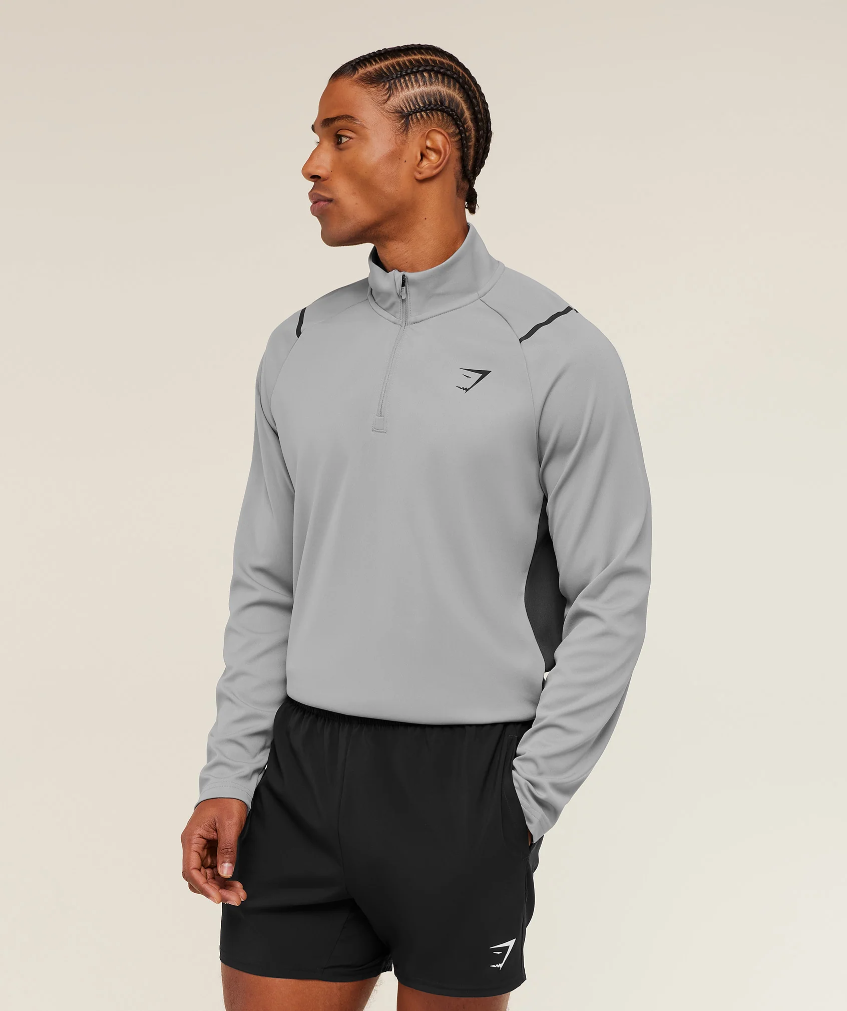 Gymshark Arrival Contrast 1/4 Zip -  Smokey Grey / Grey - Image 3