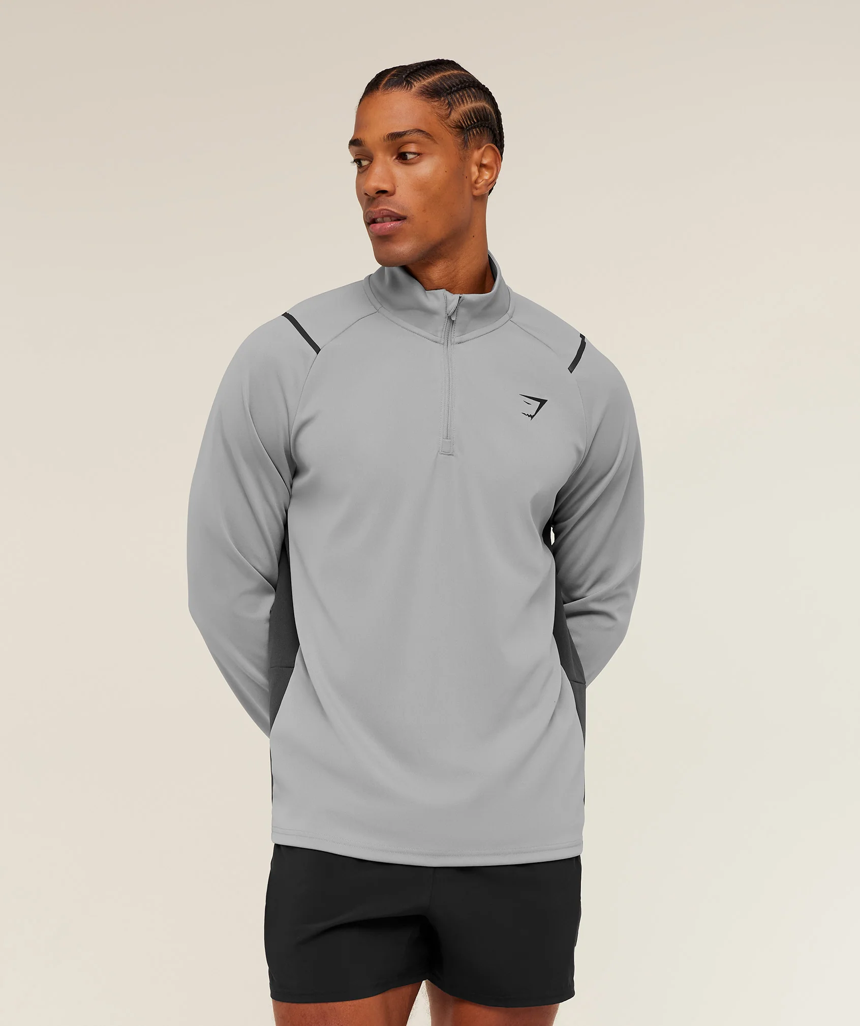 Gymshark Arrival Contrast 1/4 Zip -  Smokey Grey / Grey - Image 4