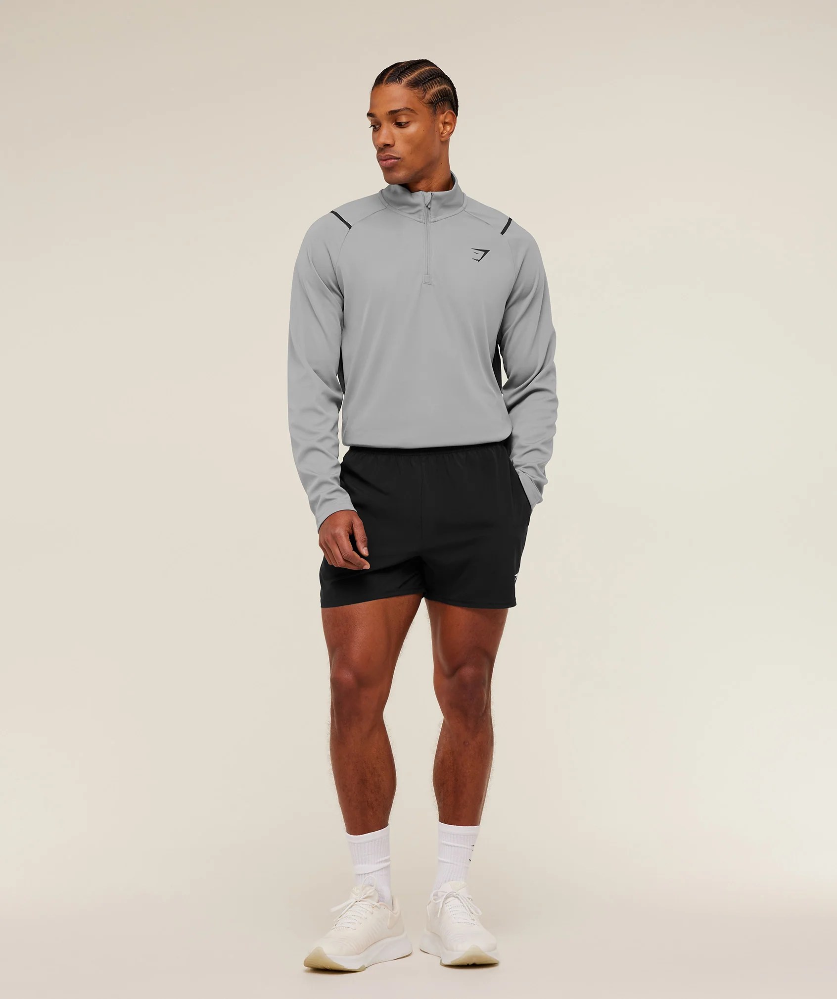 Gymshark Arrival Contrast 1/4 Zip -  Smokey Grey / Grey - Image 5