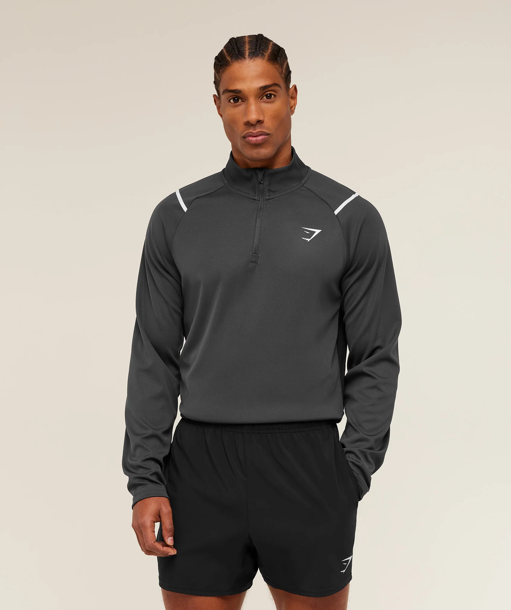 Gymshark Arrival Contrast 1/4 Zip - Grey/Black
