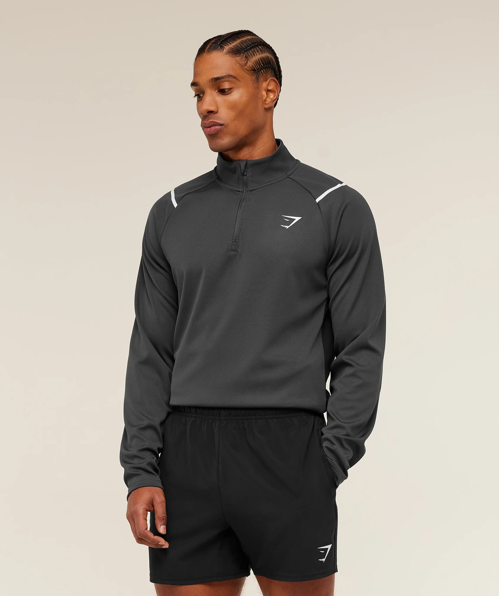 Gymshark Arrival Contrast 1/4 Zip - Grey/Black - Image 3