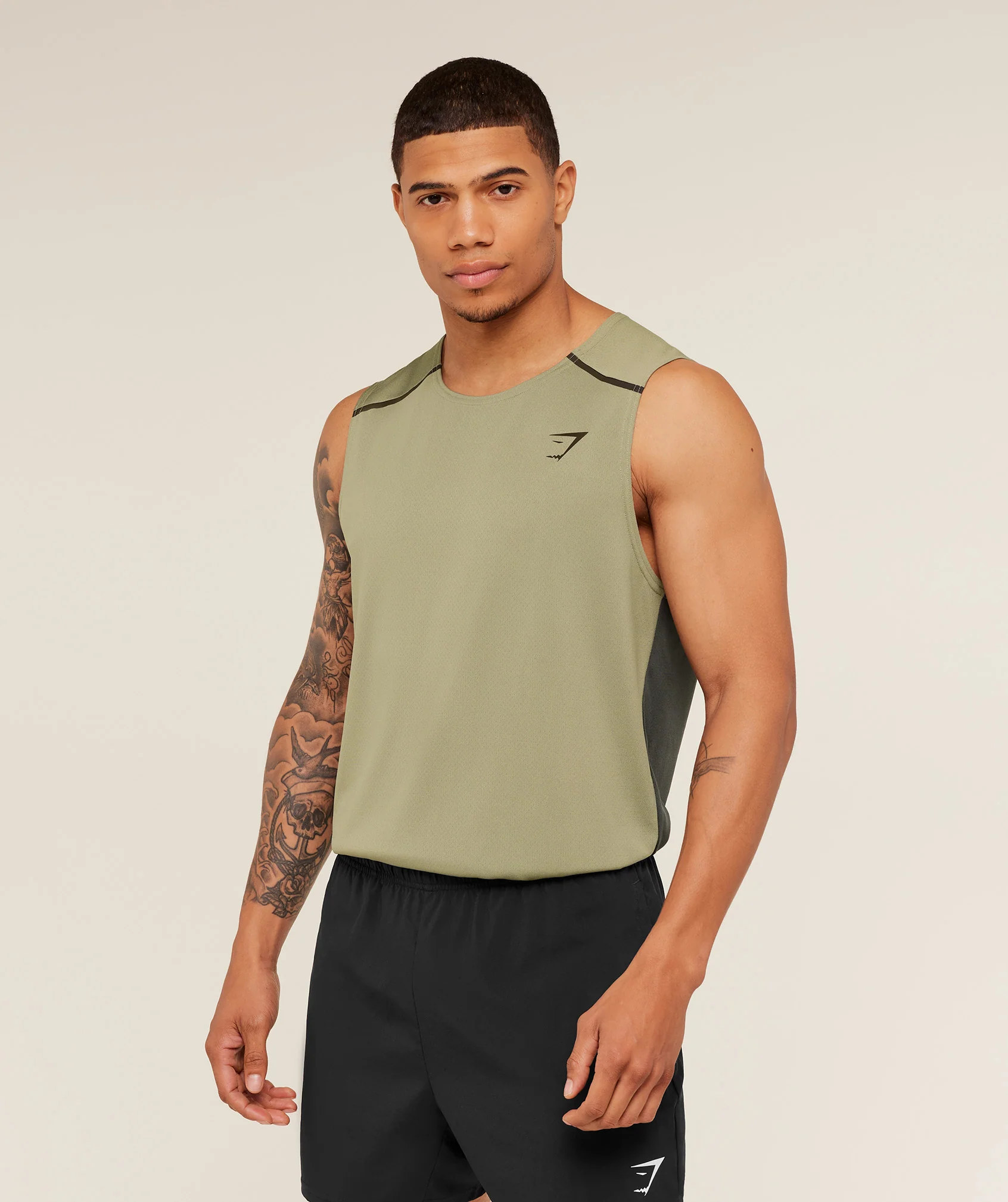 Gymshark Arrival Contrast Tank -  Grounded Green /  Strength Green - Image 3