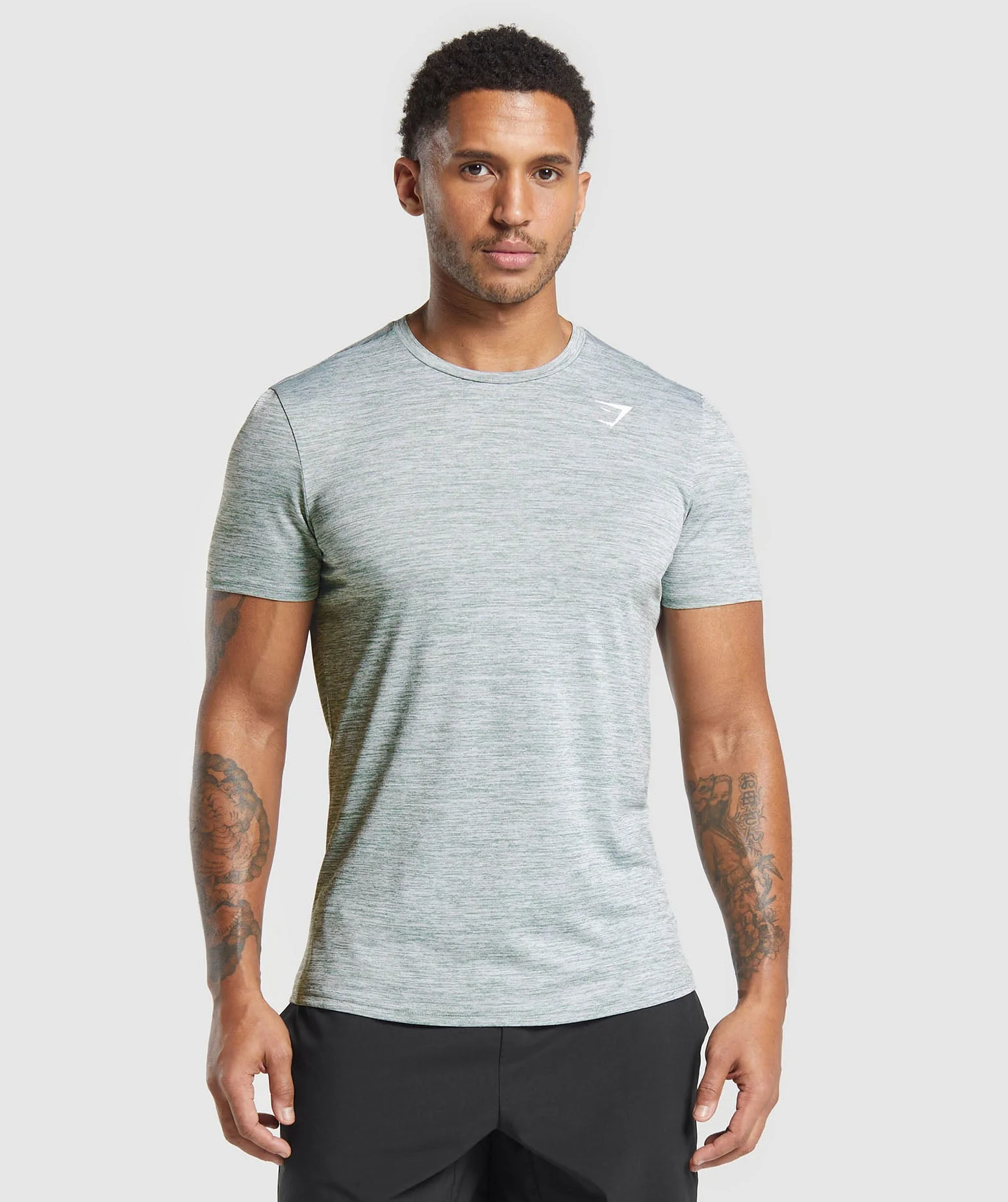 Gymshark Arrival Marl T-Shirt - Celeste Blue/White Marl