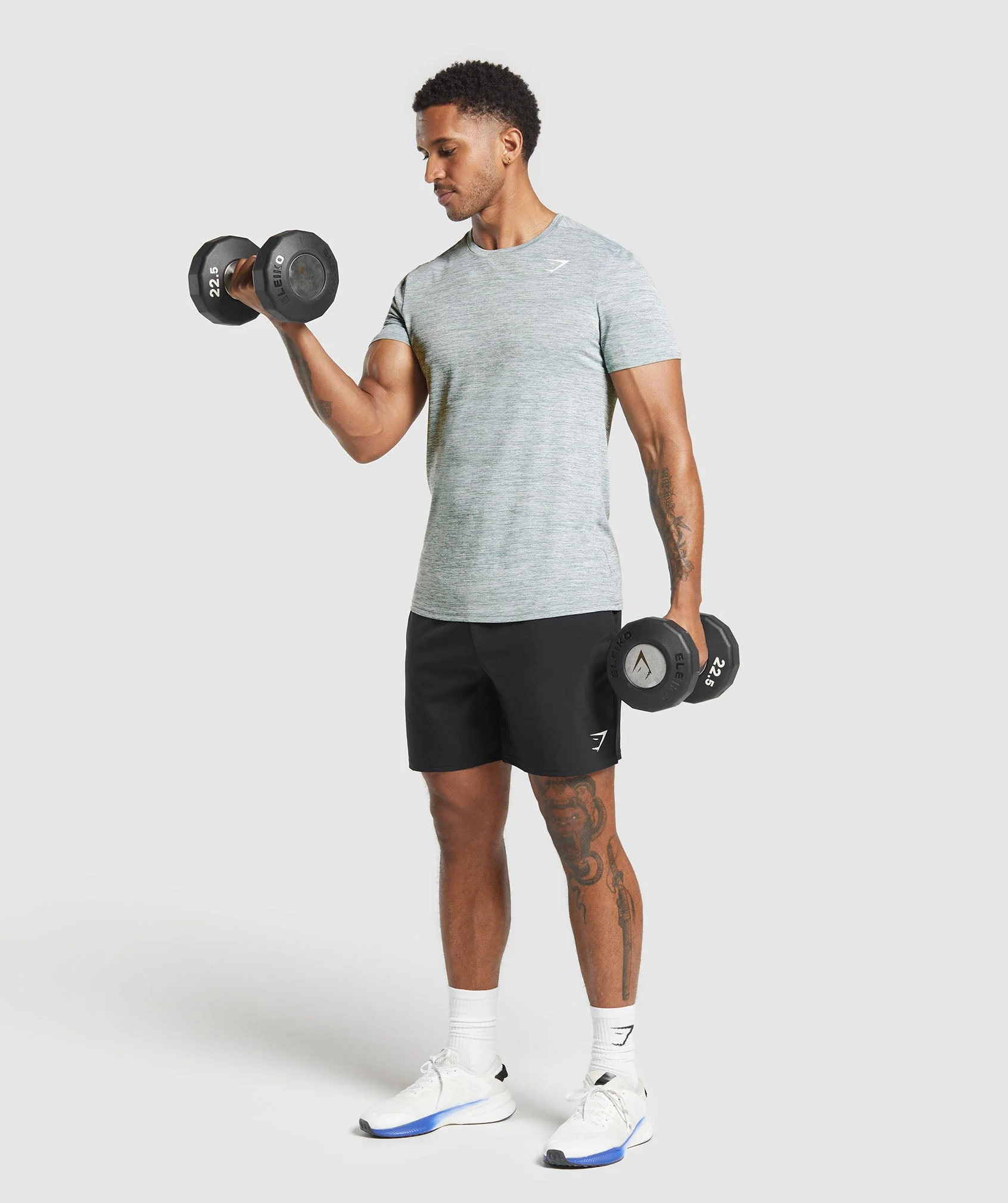 Gymshark Arrival Marl T-Shirt - Celeste Blue/White Marl - Image 3
