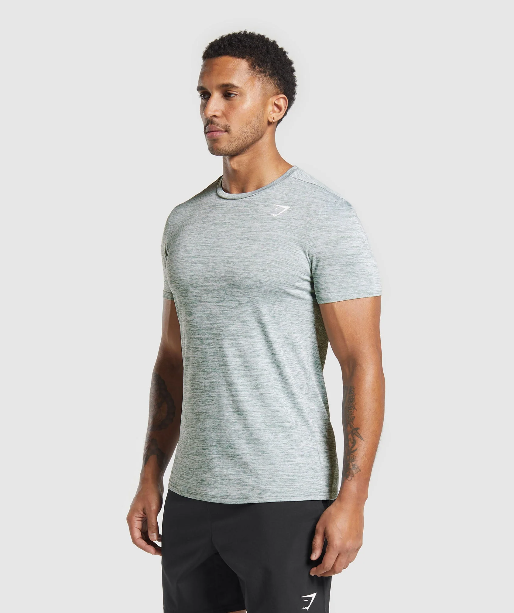 Gymshark Arrival Marl T-Shirt - Celeste Blue/White Marl - Image 4