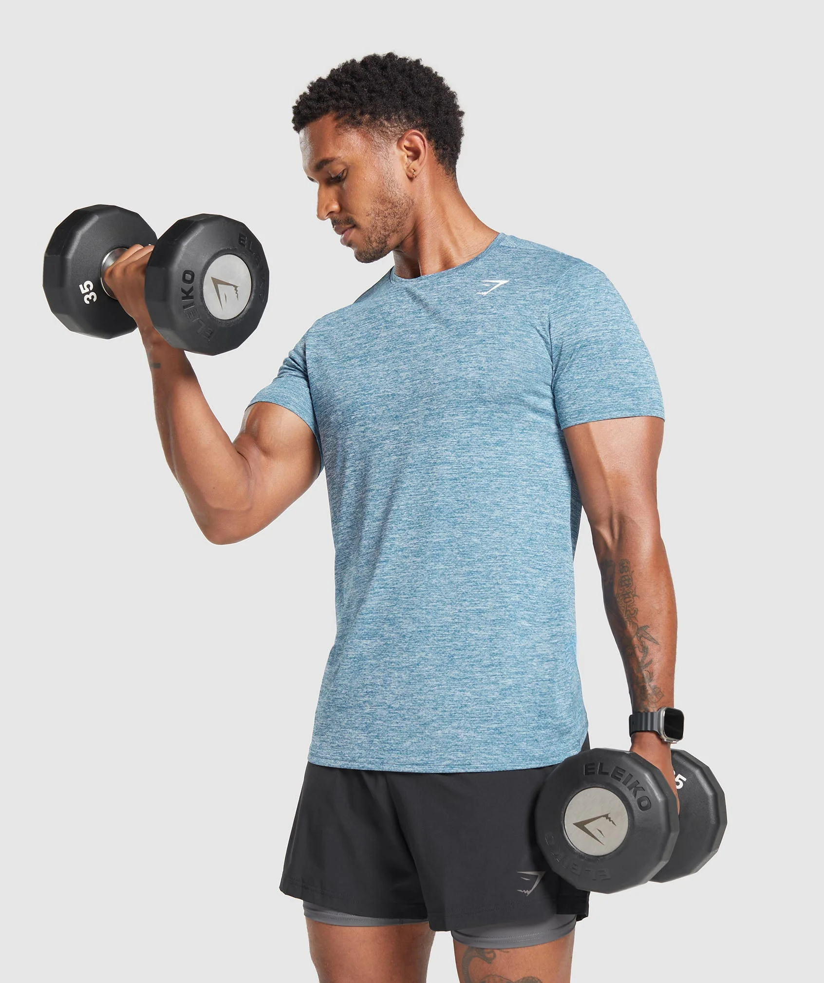 Gymshark Arrival Marl T-Shirt - Utility Blue/Fresh Blue Marl - Image 4