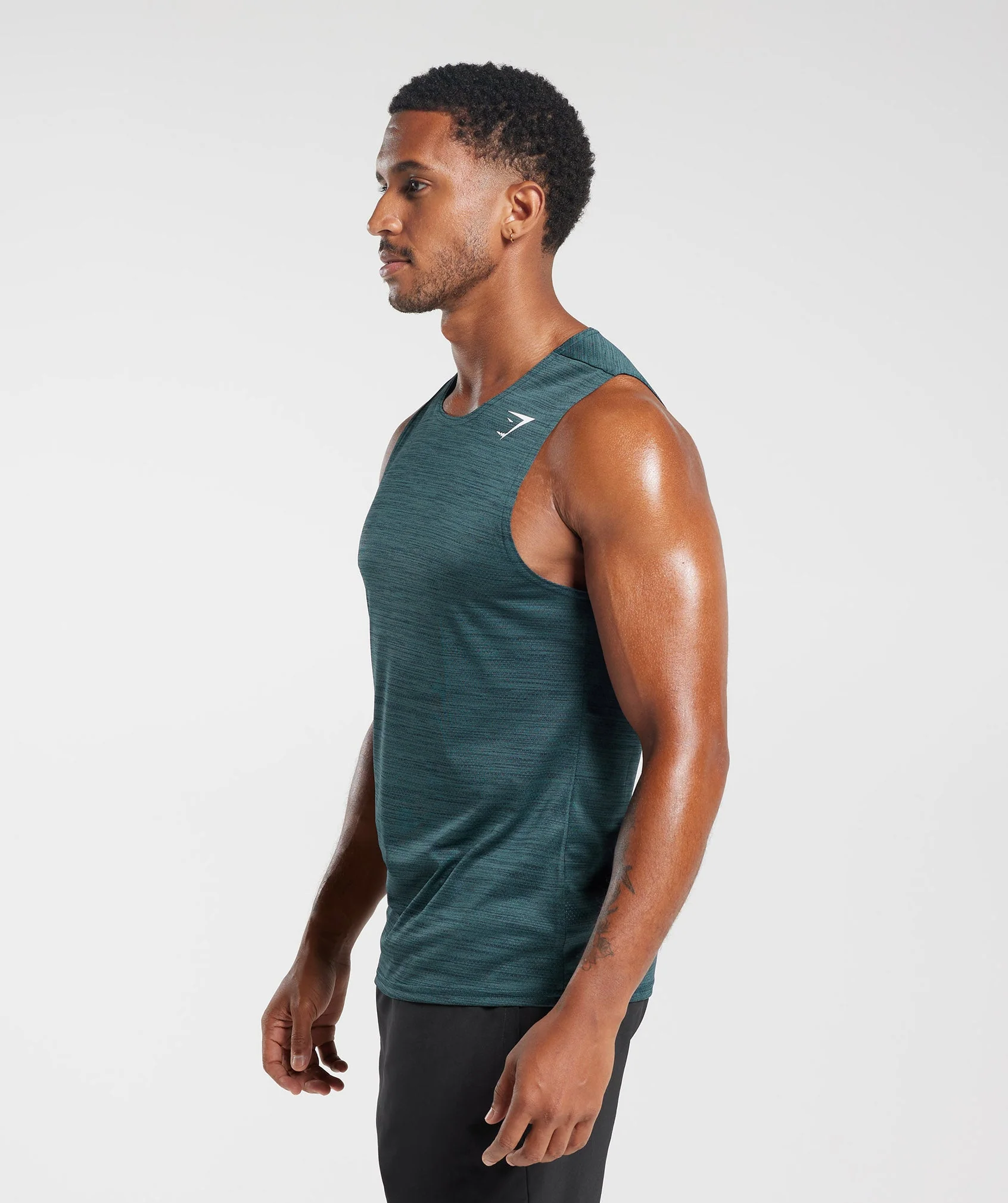 Gymshark Arrival Marl Tank - Navy/Smokey Teal Marl - Image 3