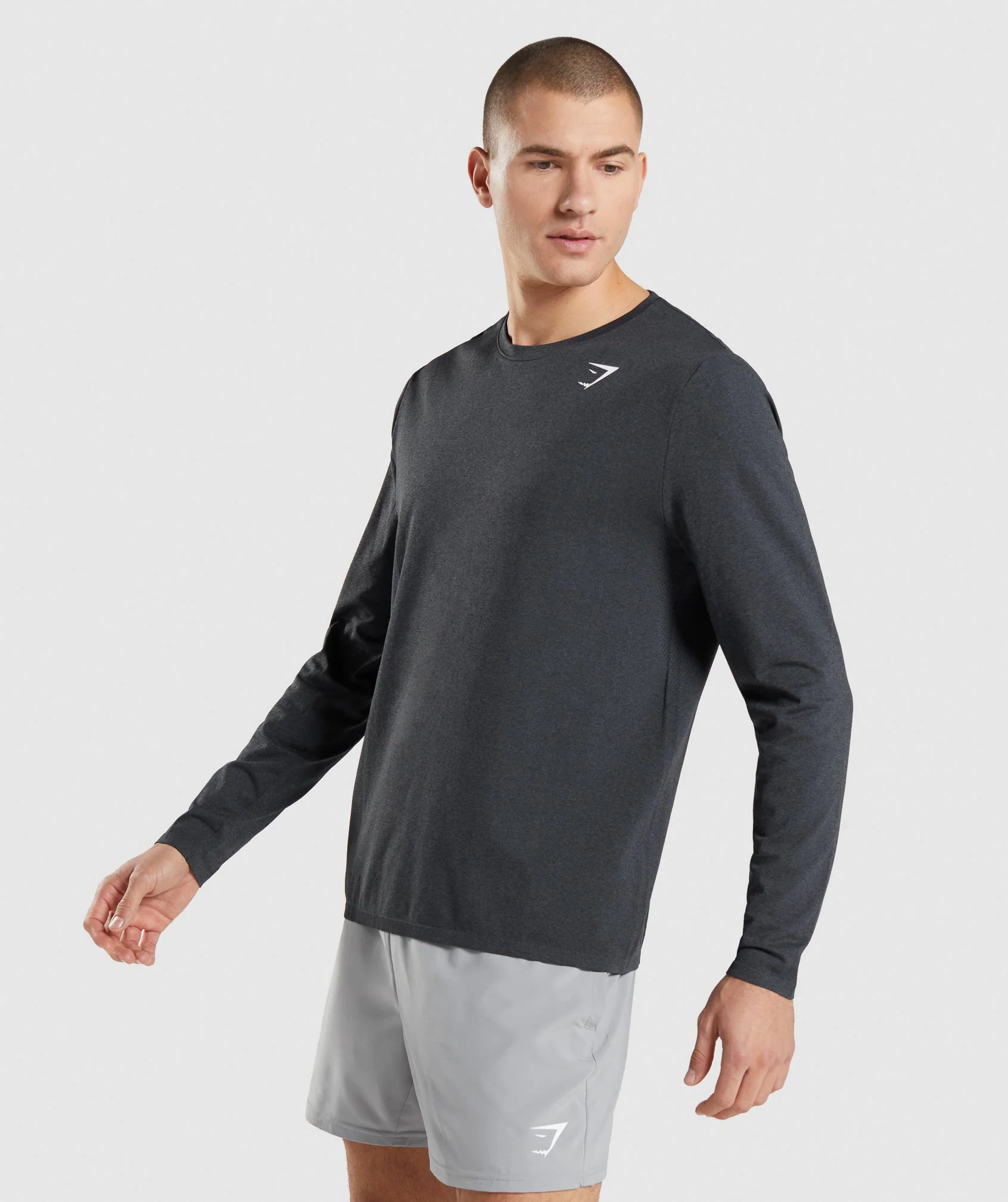 Gymshark Arrival Seamless Long Sleeve T-Shirt - Black Marl - Image 3
