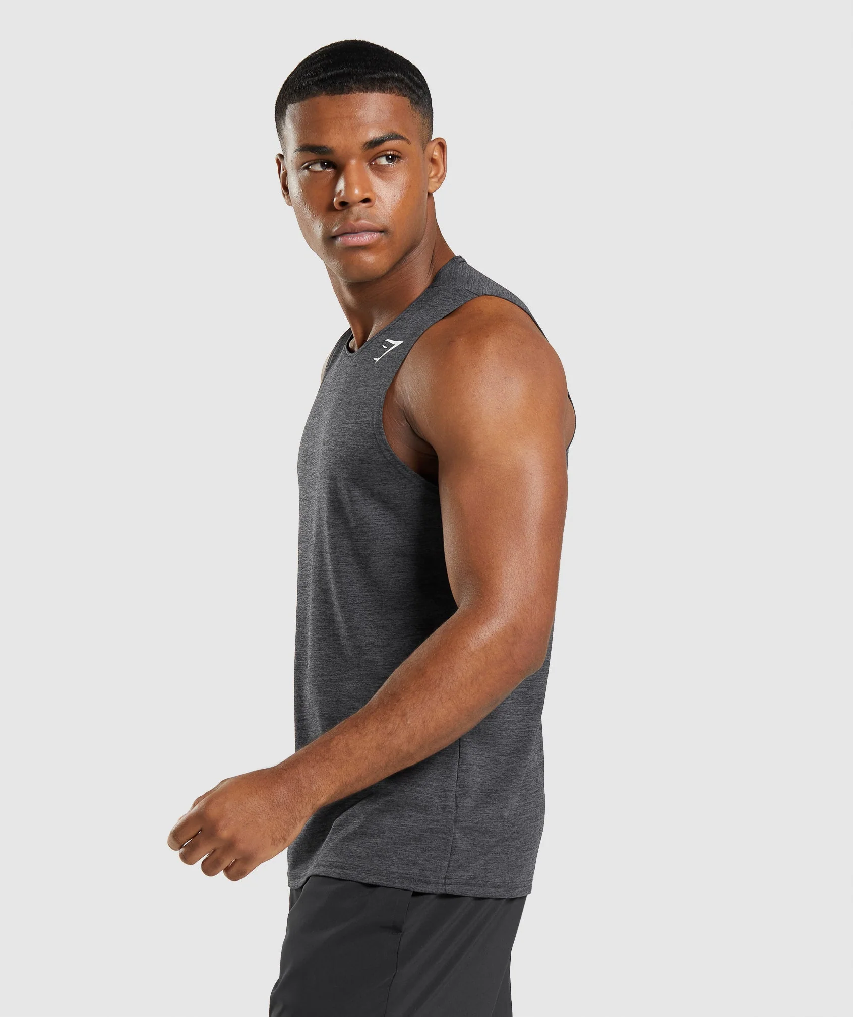 Gymshark Arrival Slim Marl Tank - Black/Onyx Grey Marl - Image 2