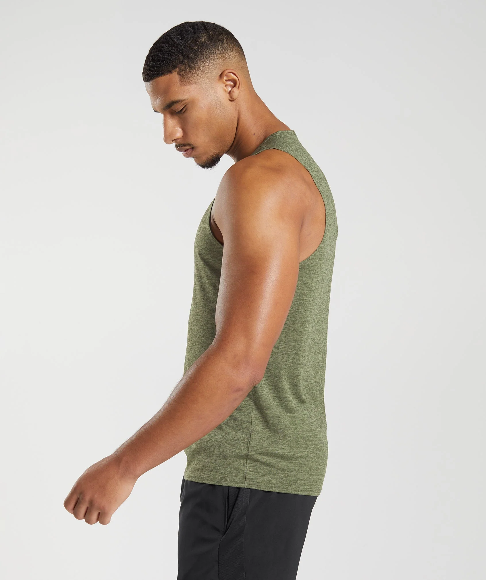 Gymshark Arrival Slim Marl Tank - Core Olive/Kalamata Olive Marl - Image 3