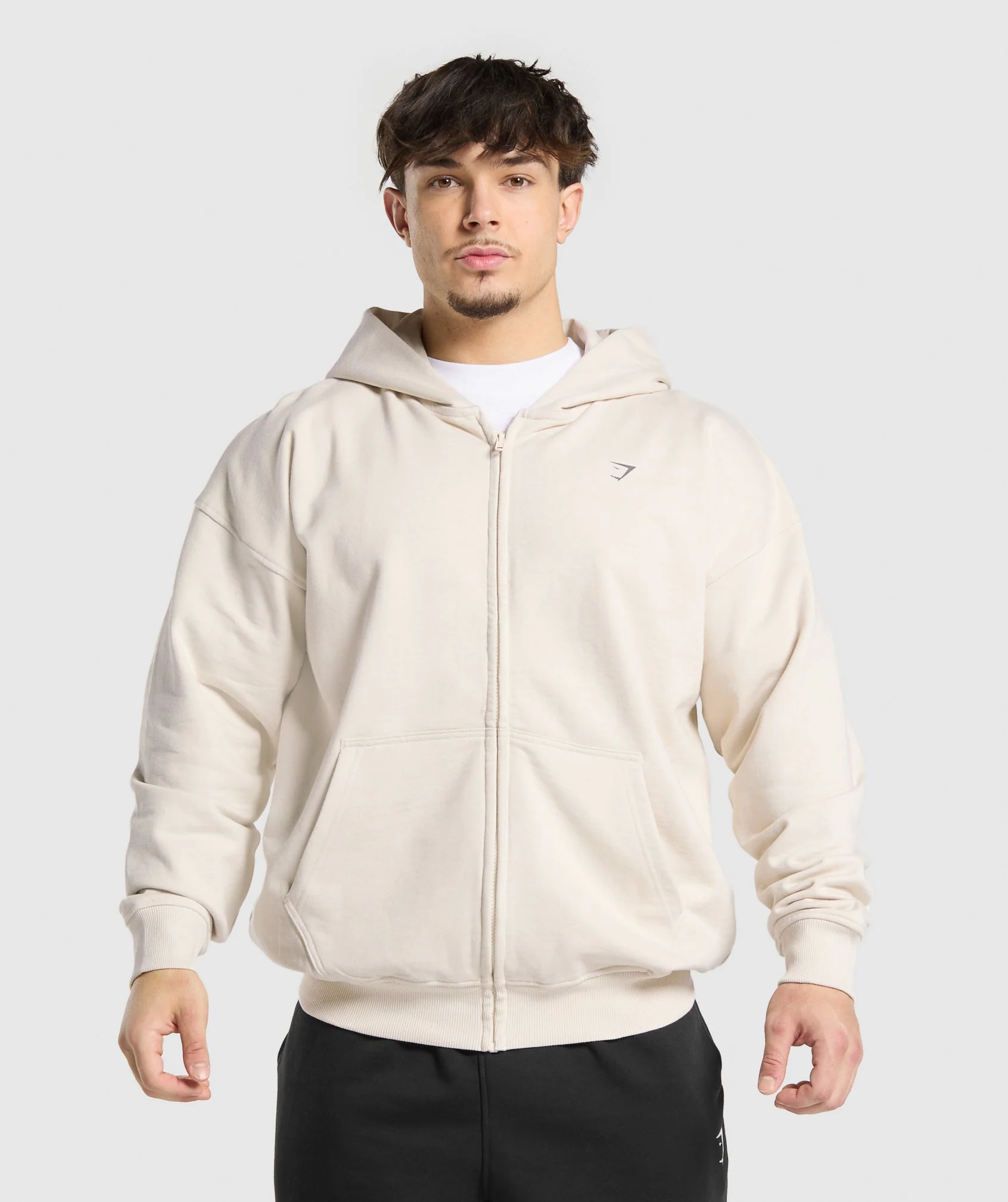 Gymshark Atlas Zip Up Hoodie - Oat White - Image 2