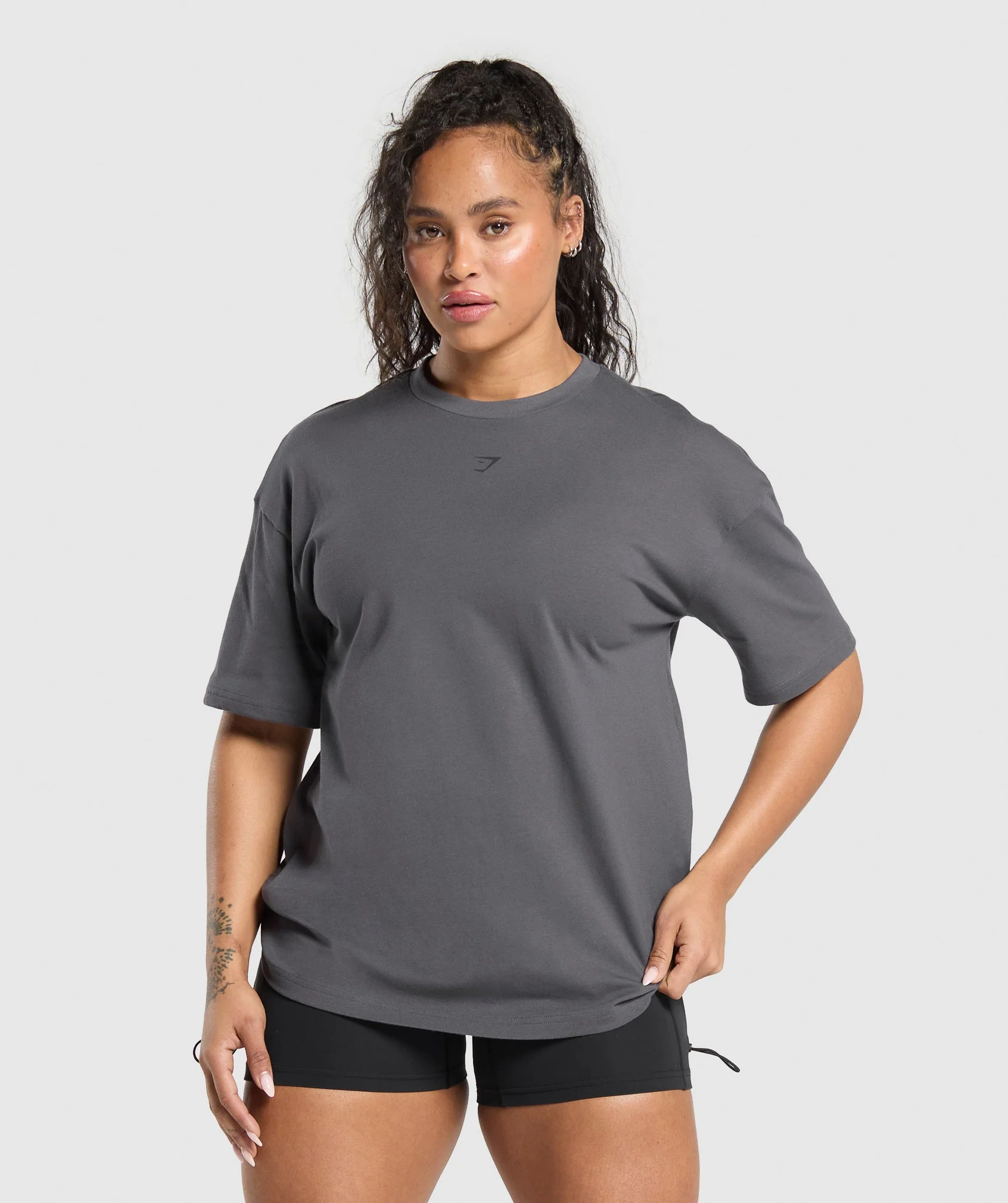 Gymshark Back Gains Graphic Oversized Tee - Graphite Grey - Image 2