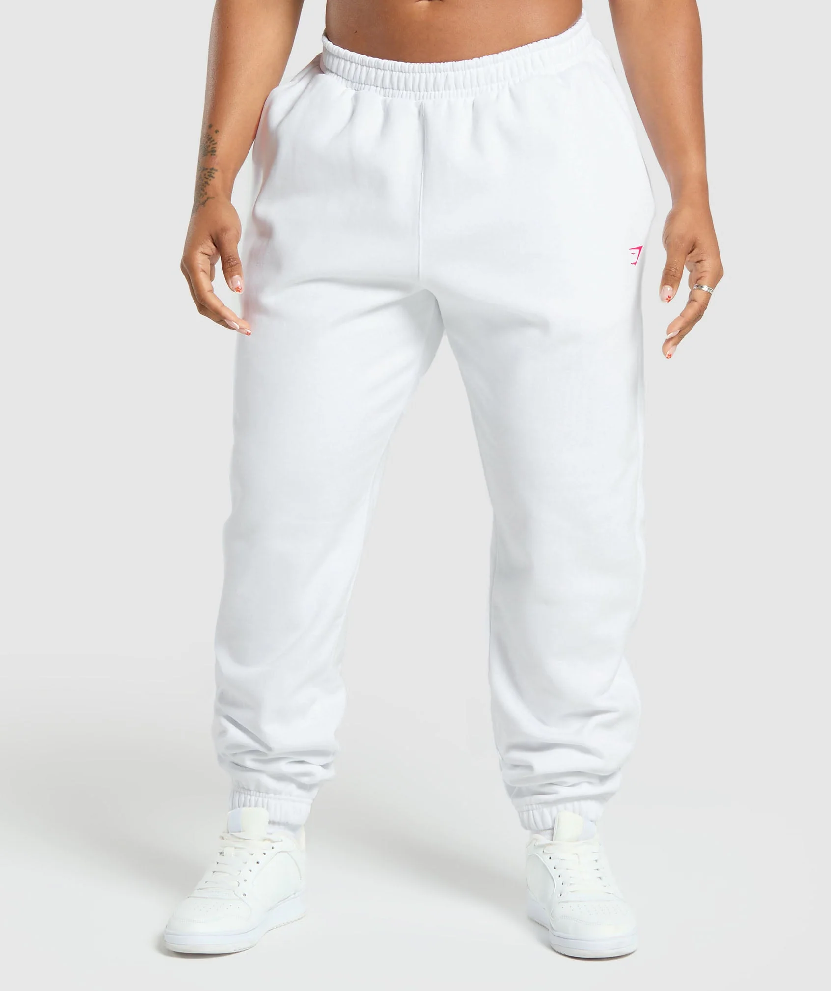 Gymshark Barbell Hearts Oversized Joggers - White - Image 2