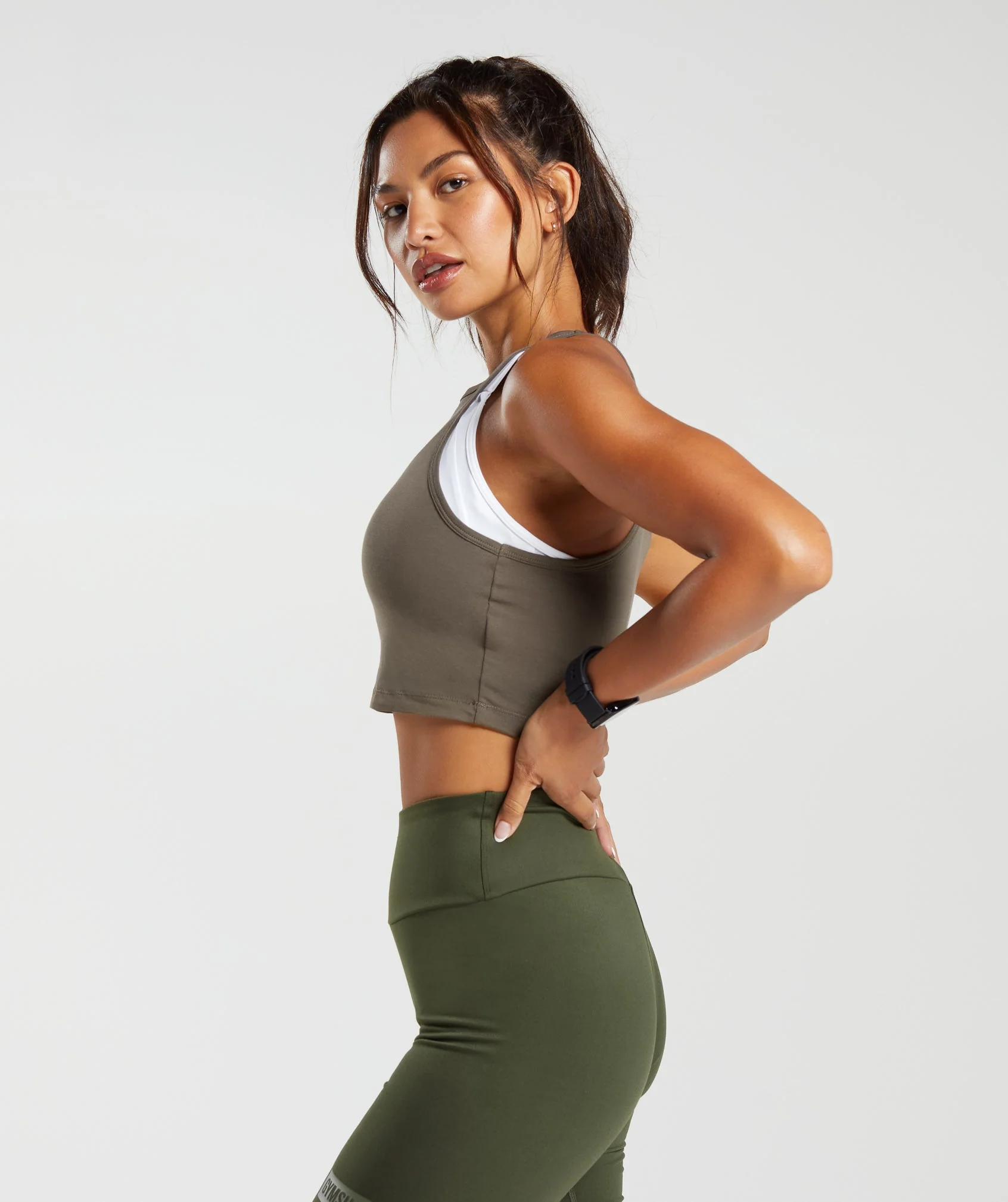 Gymshark Block Crop Tank - Camo Brown - Image 3